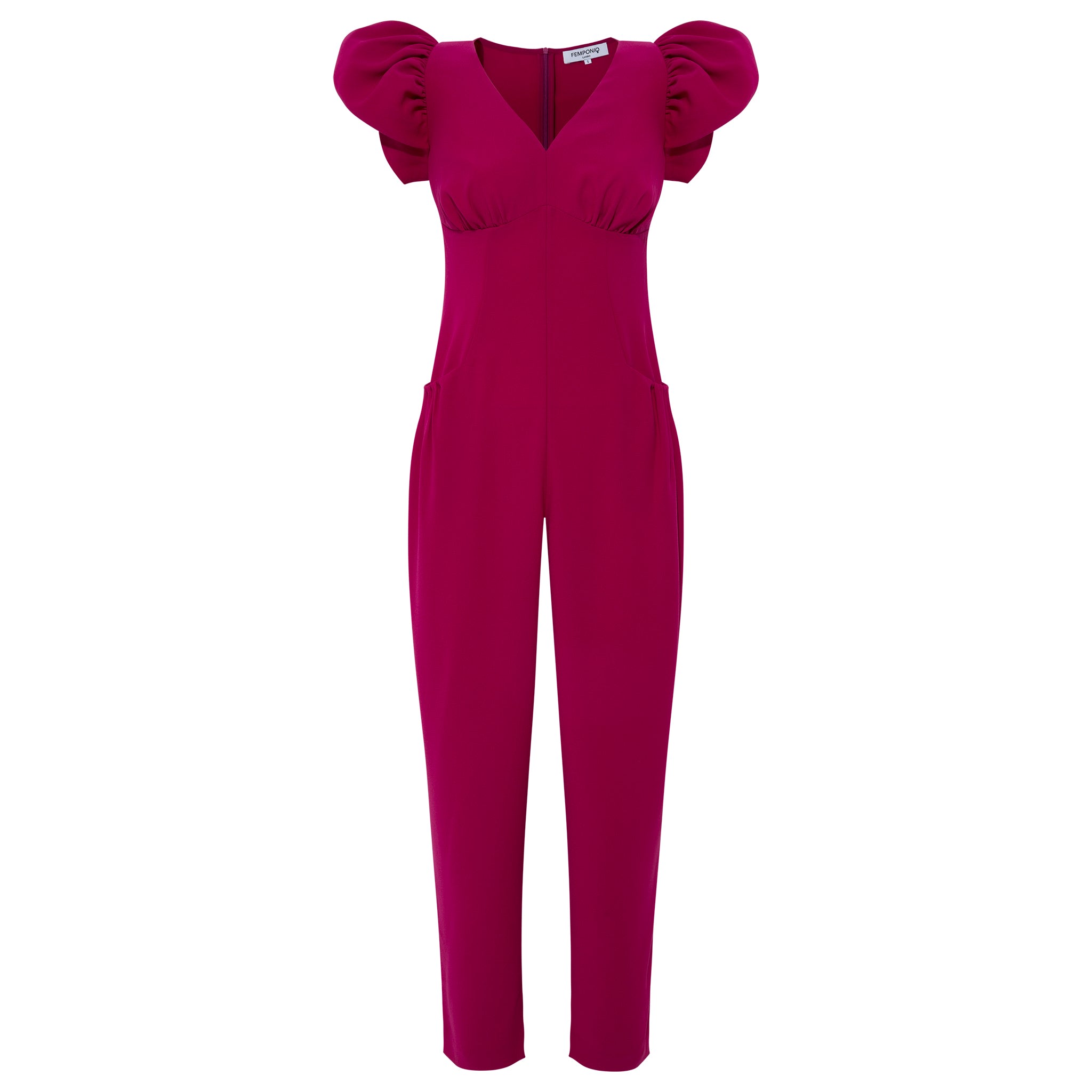 Women’s Pink / Purple Puff Sleeved Crepe Jumpsuit - Pink & Purple Medium Femponiq