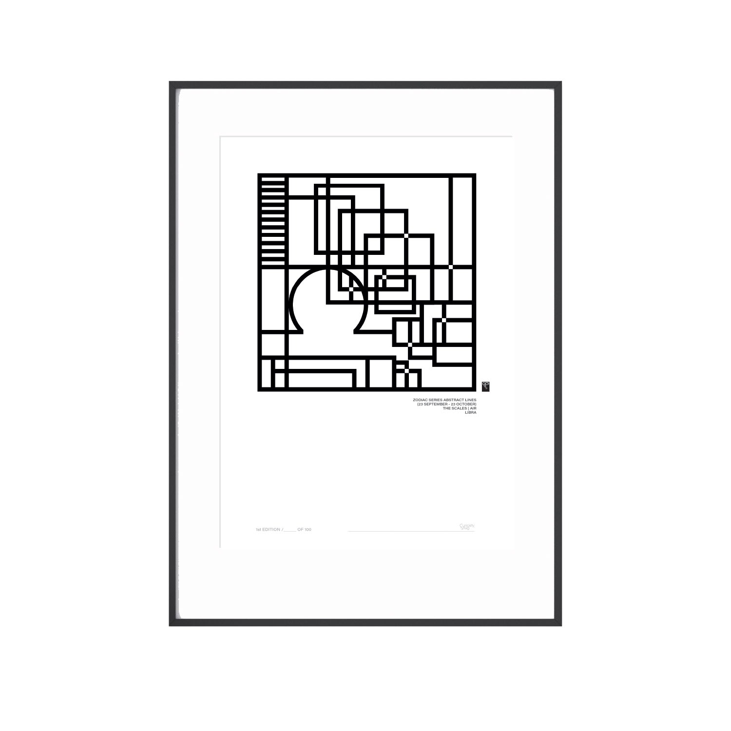 Zodiac Series Abstract Lines - Libra Print - Black Curiosity Snug