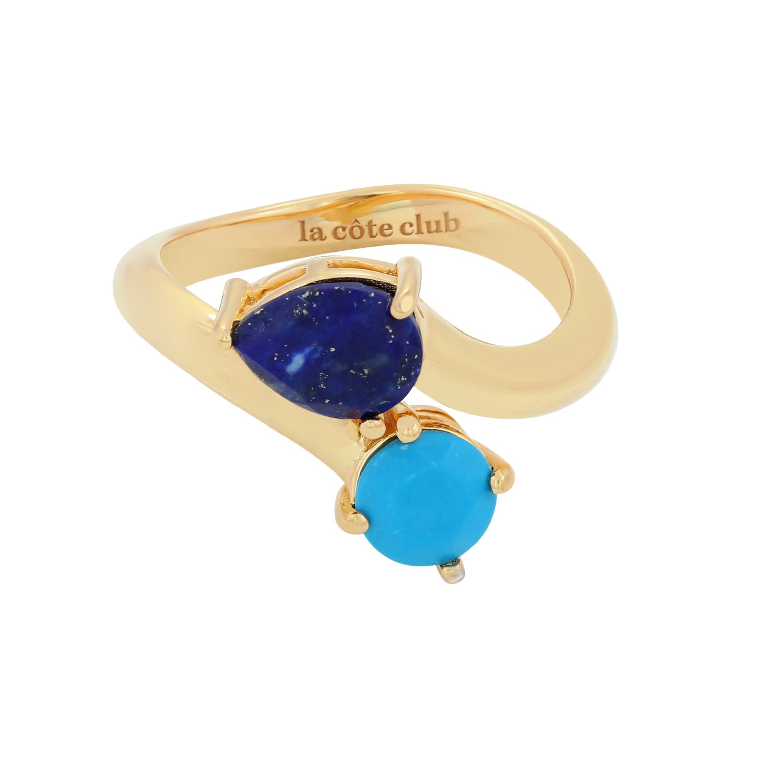 Women’s Gold / Blue Azur Statement Ring - Lapis Lazuli, Turquoise, Recycled 18K Gold Vermeil La CÃ´te Club