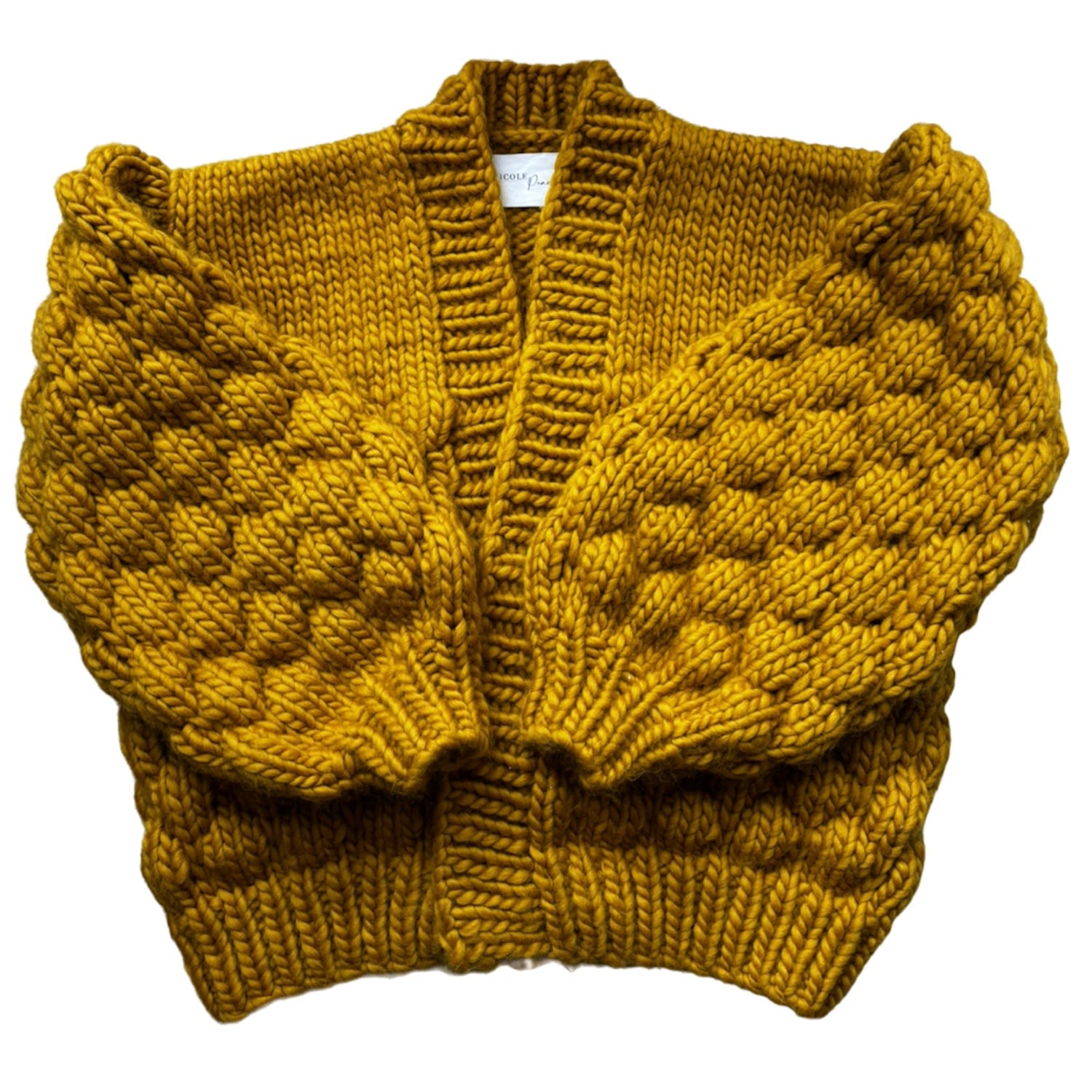 Women’s Yellow / Orange Mustard Hand Knitted Cardigan One Size Nicpearcey