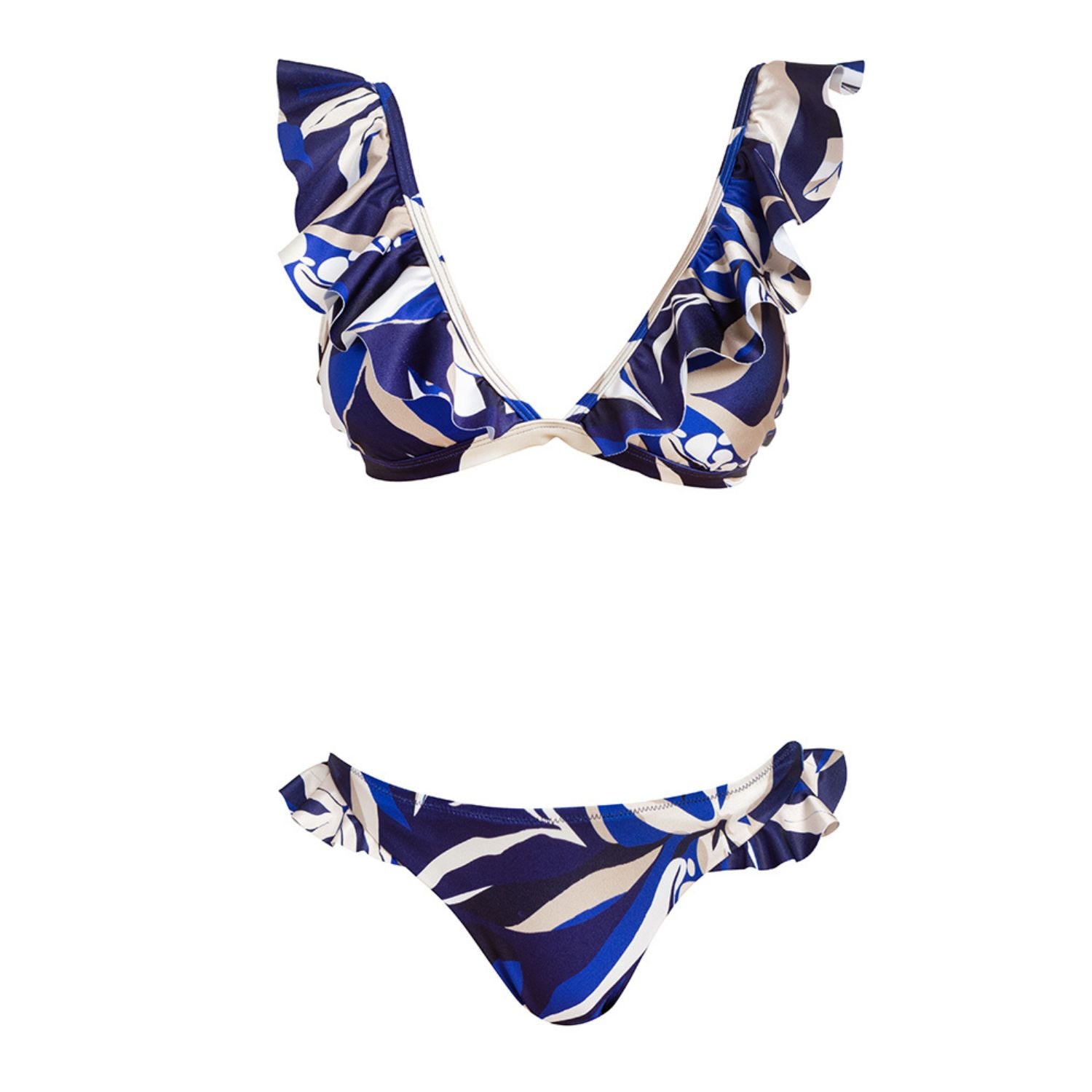 Women’s Blue Mexico Padded Frill Triangle Bikini Set Large Clich Reborn