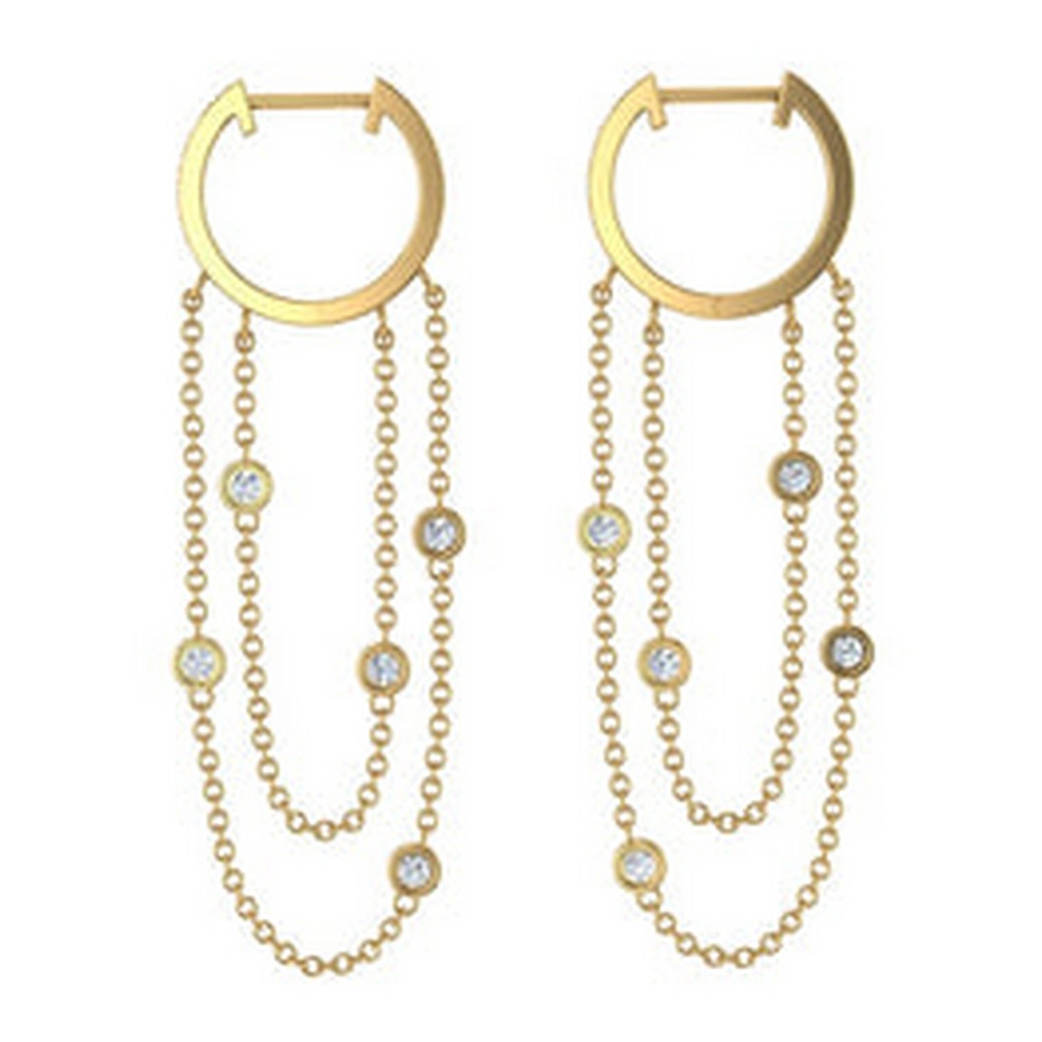 Women’s Yellow Gold Double Chain Eternity Hoop Earrings Cervin Blanc