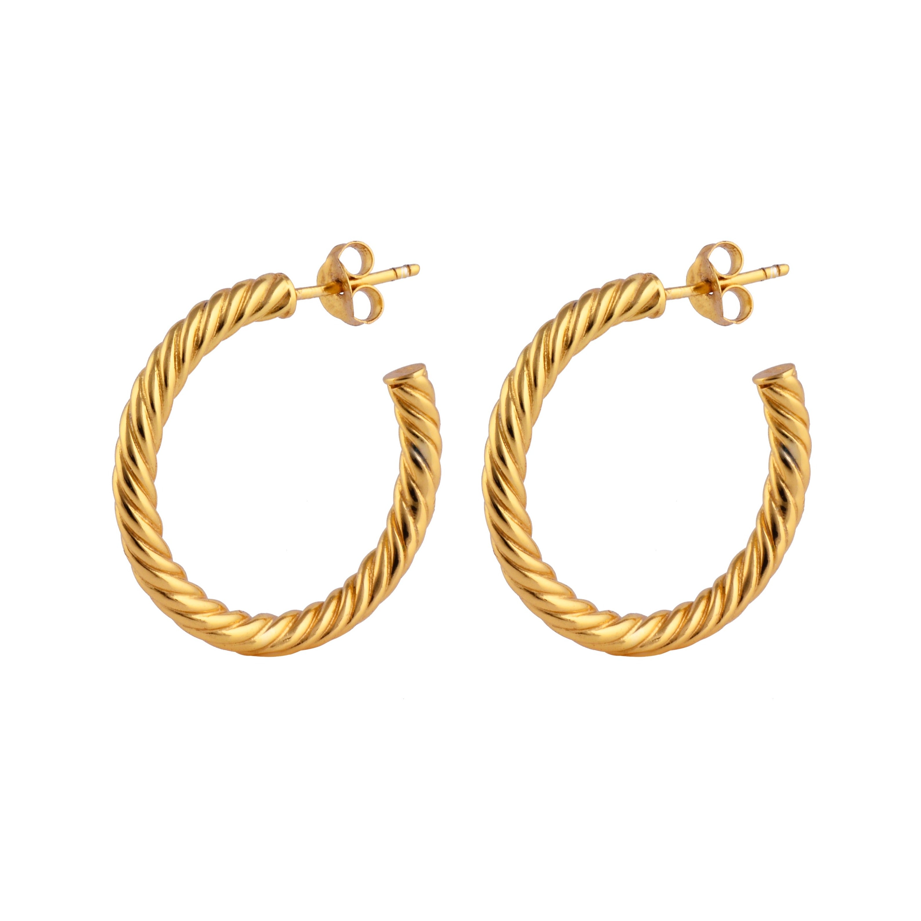 Women’s Gabriella Gold Vermeil Twist Rope Stud Hoop Earring Cantik by Camilla