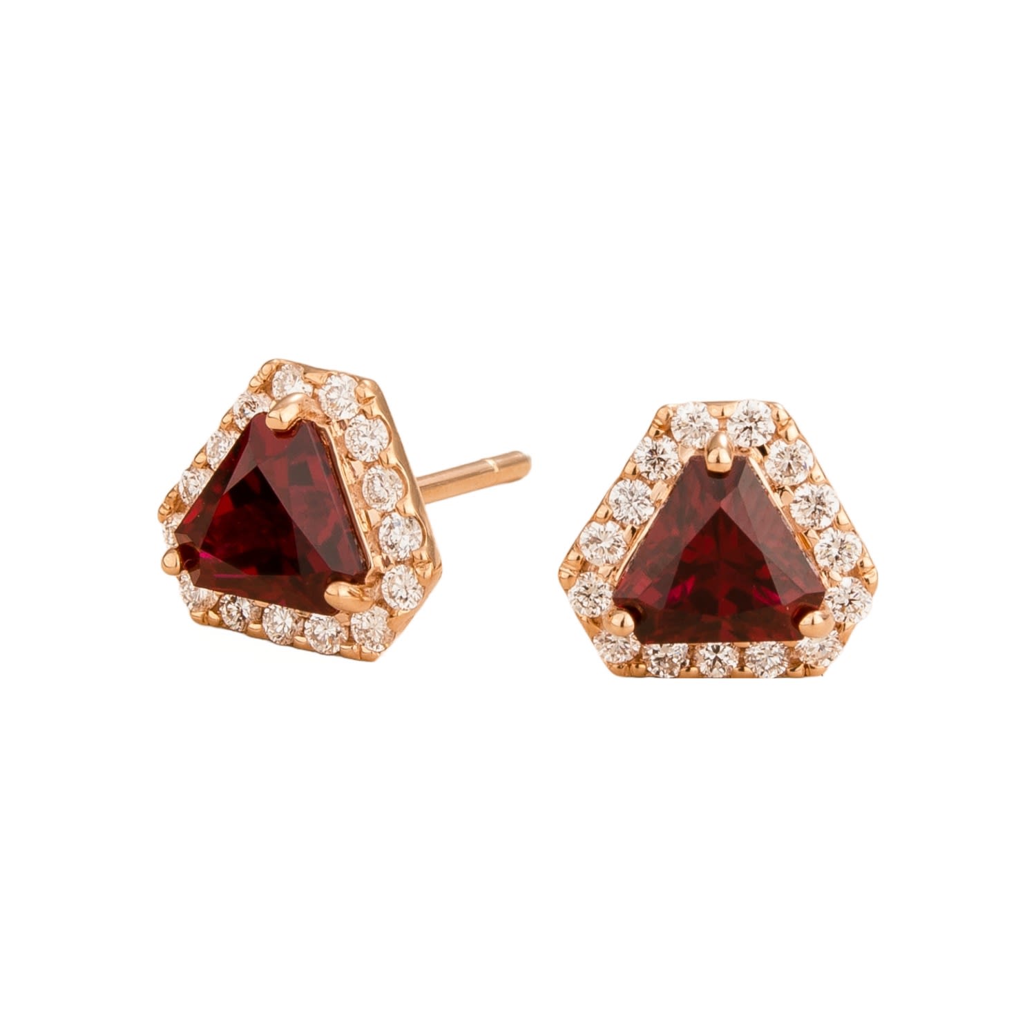 Women’s White / Rose Gold / Red Diana Earrings In Ruby & Diamond Set With Pink Gold Juvetti