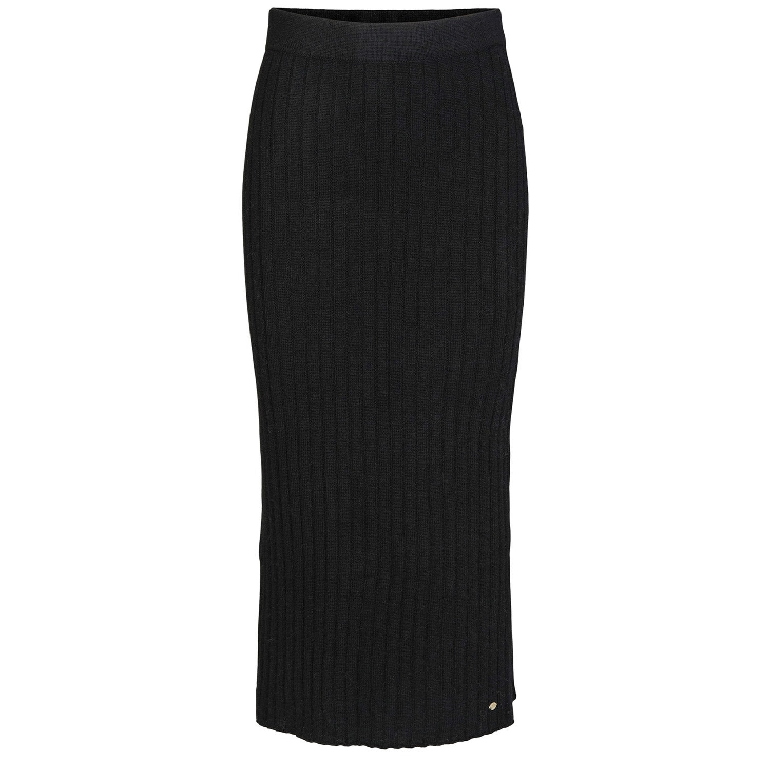 Women’s Black "Philippa" Rib Knitted Cashmere Ancle Long Skirt Large Tirillm