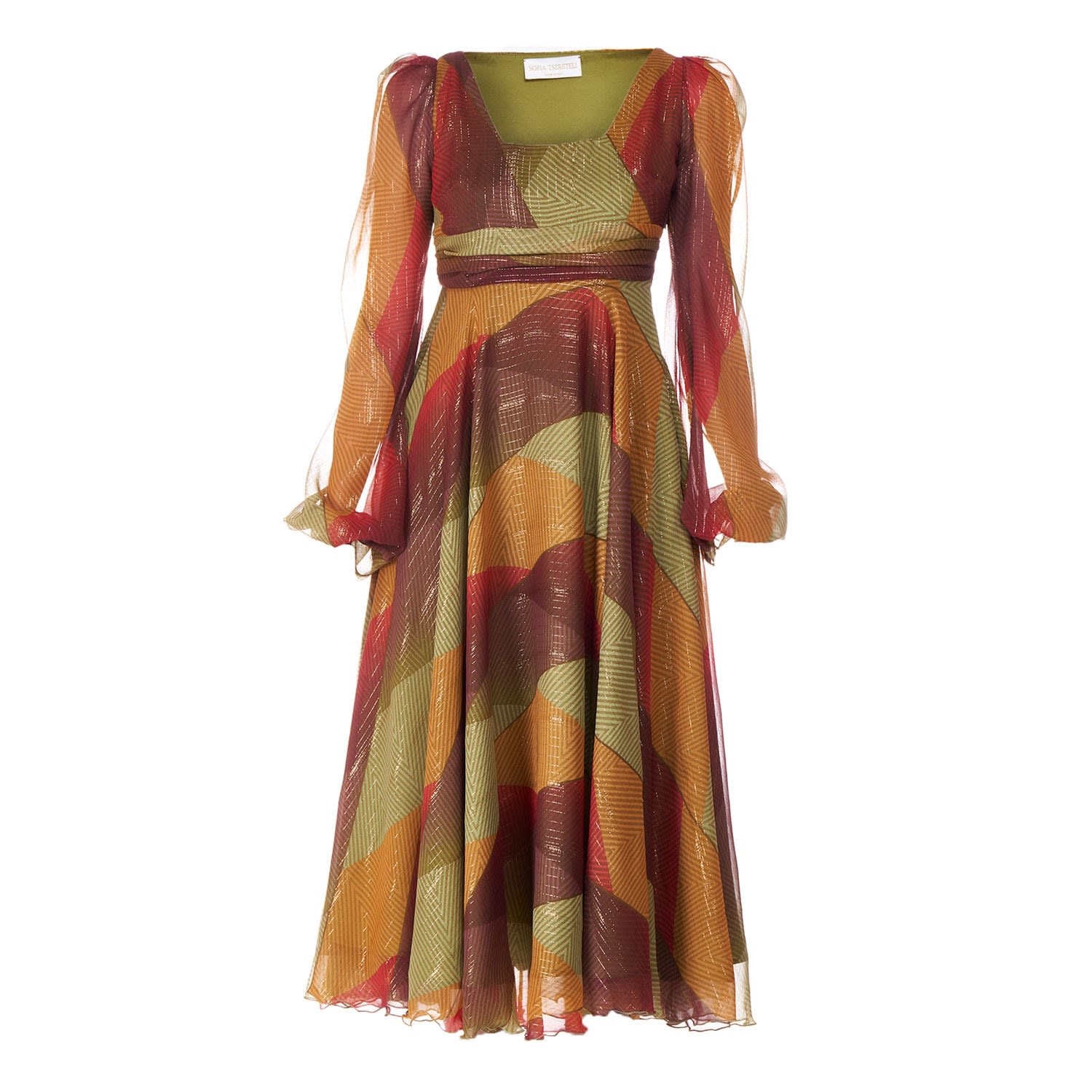 Women’s Long Silk Dress In Multicoloured Patch Extra Small Sofia Tsereteli