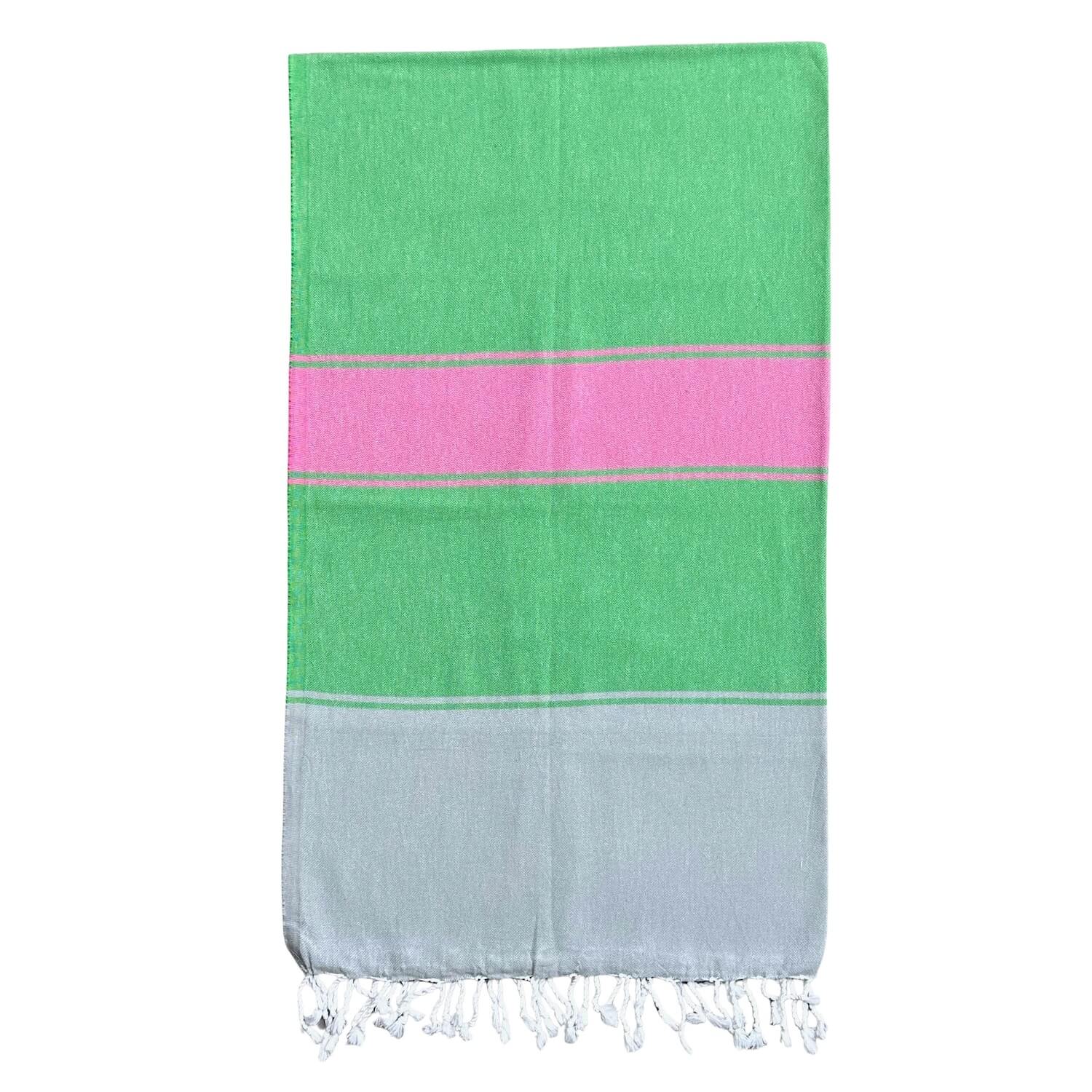 Green Talia Hammam Towel - Clover / Bubblegum One Size Ailera