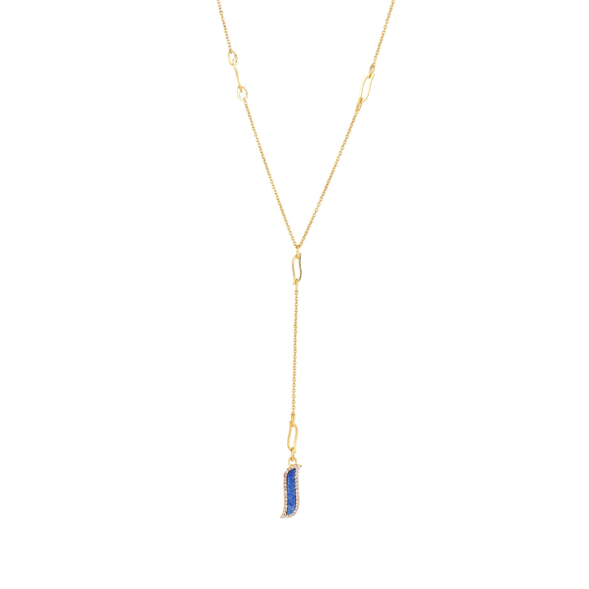 Women’s Gold / Blue Lariat Necklace - Lapis Lazuli - Wave Symphony Lila Rasa