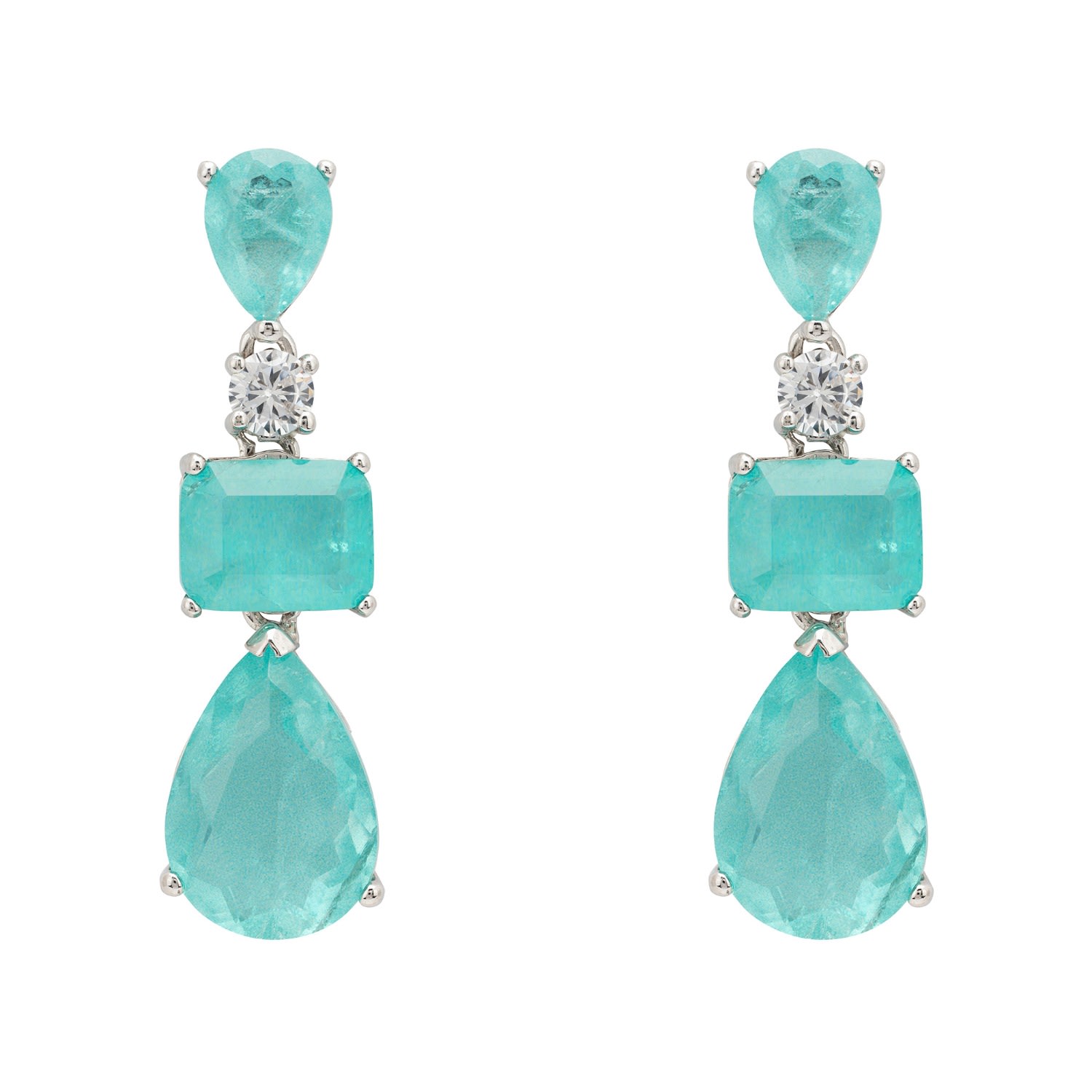 Women’s Green / Blue / White Valentina Drop Earrings Silver Paraiba Tourmaline Latelita