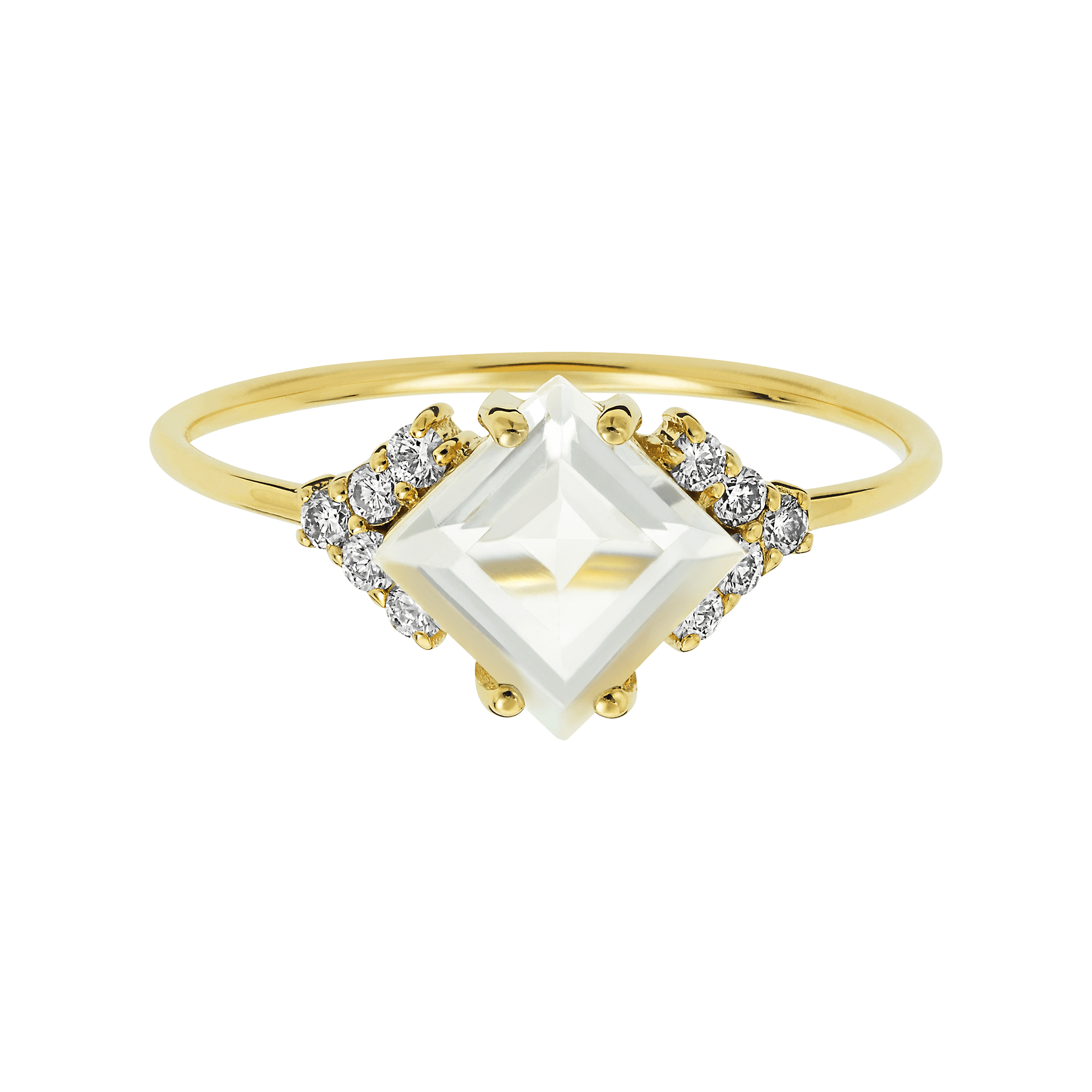 Women’s Solid Gold Diamond & Topaz Aphrodite Shield Ring La Kaiser