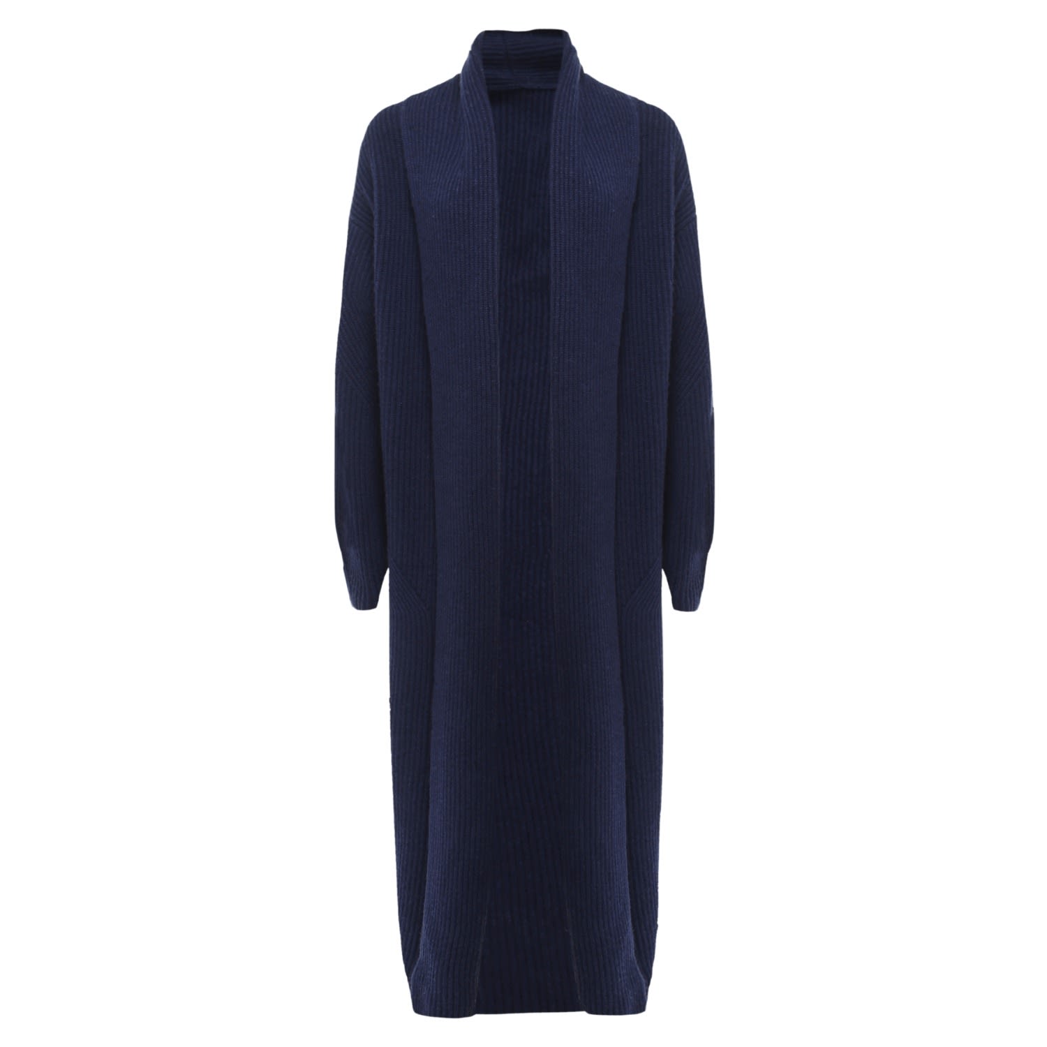 Women’s Ribbed Cashmere Coatigan In Midnight Blue Small Loop Cashmere
