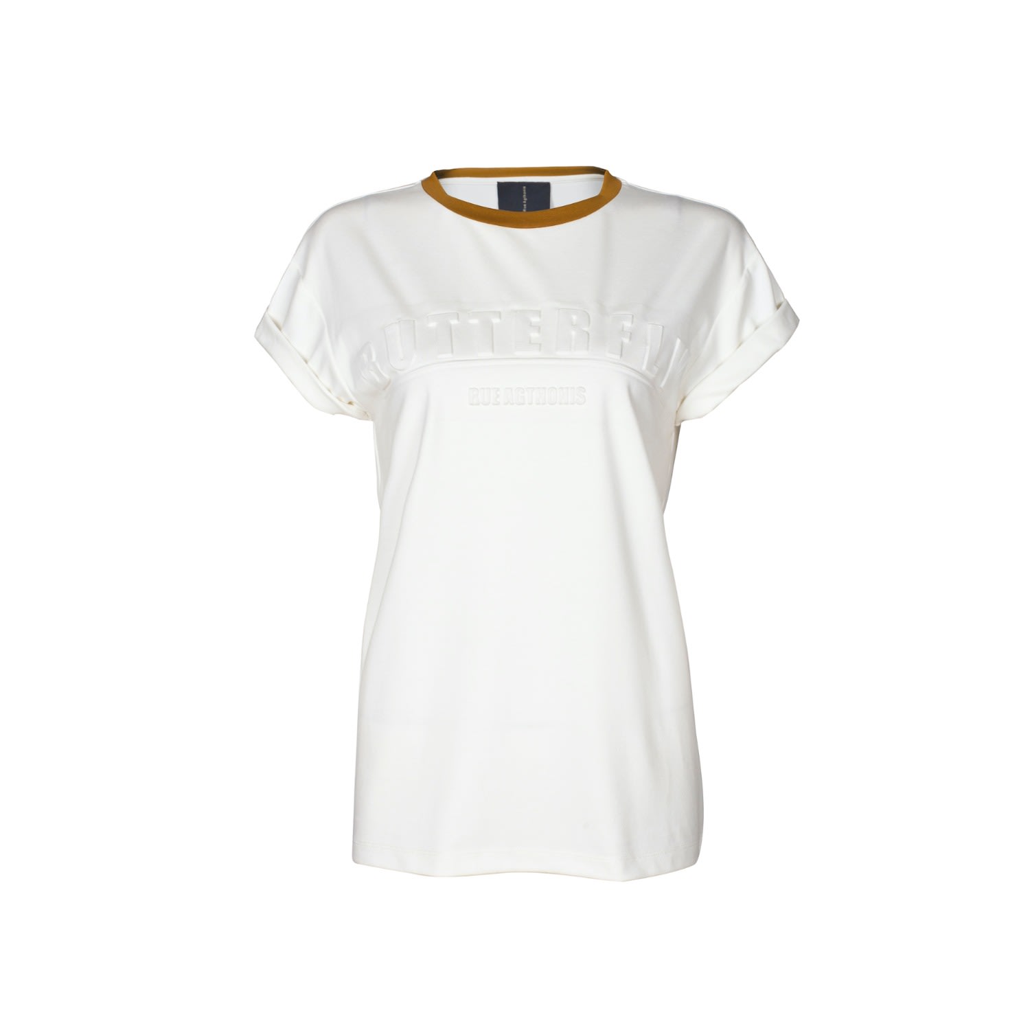 Women’s White Letter Print T-Shirt Small Rue Agthonis