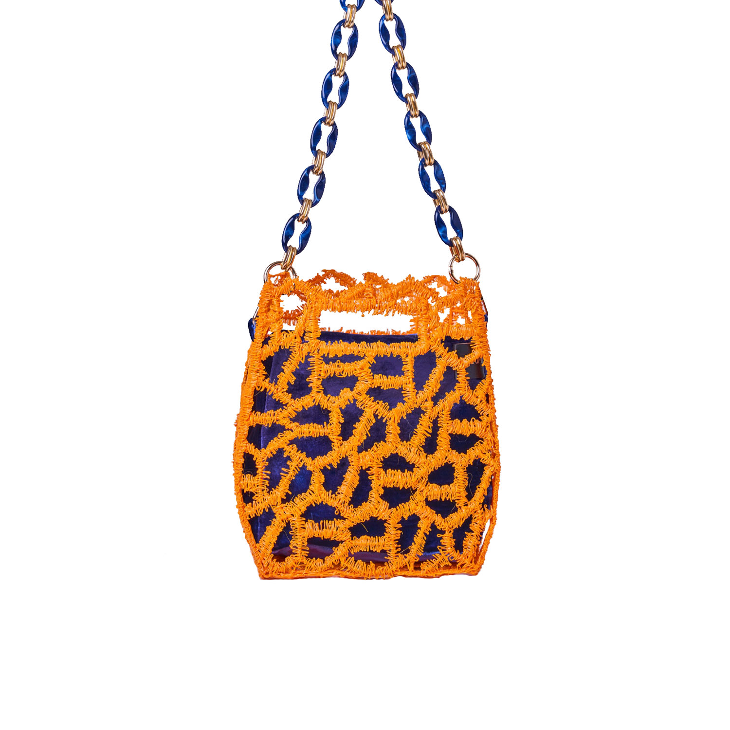 Women’s Blue / Yellow / Orange Bead Tube Bag - Orange & Navy Masum Karimi