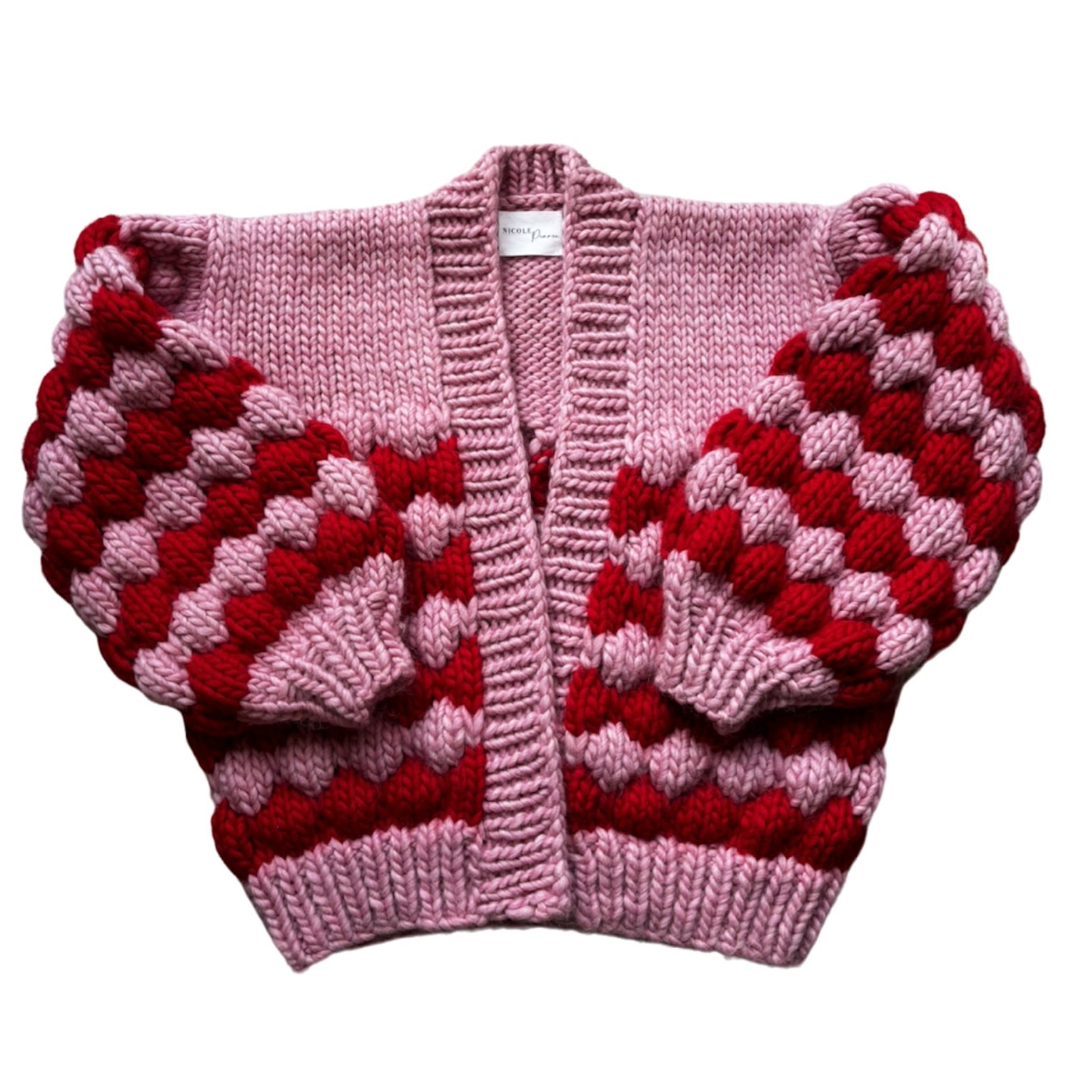 Women’s Red & Pink Hand Knit Cardigan One Size Nicpearcey