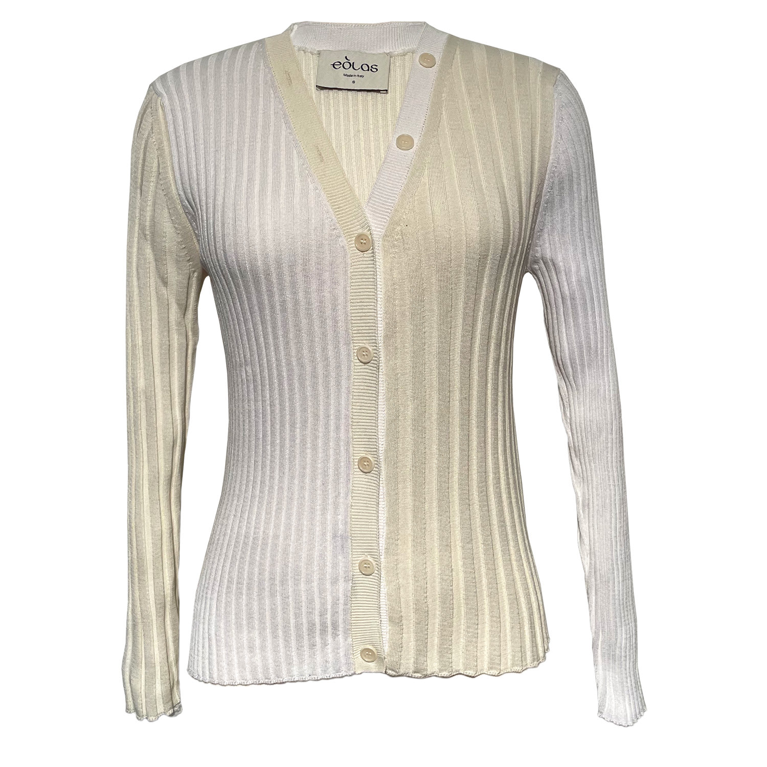 Women’s White Anna Cream Ribbed Cardigan In Organic Cotton Medium Eolas