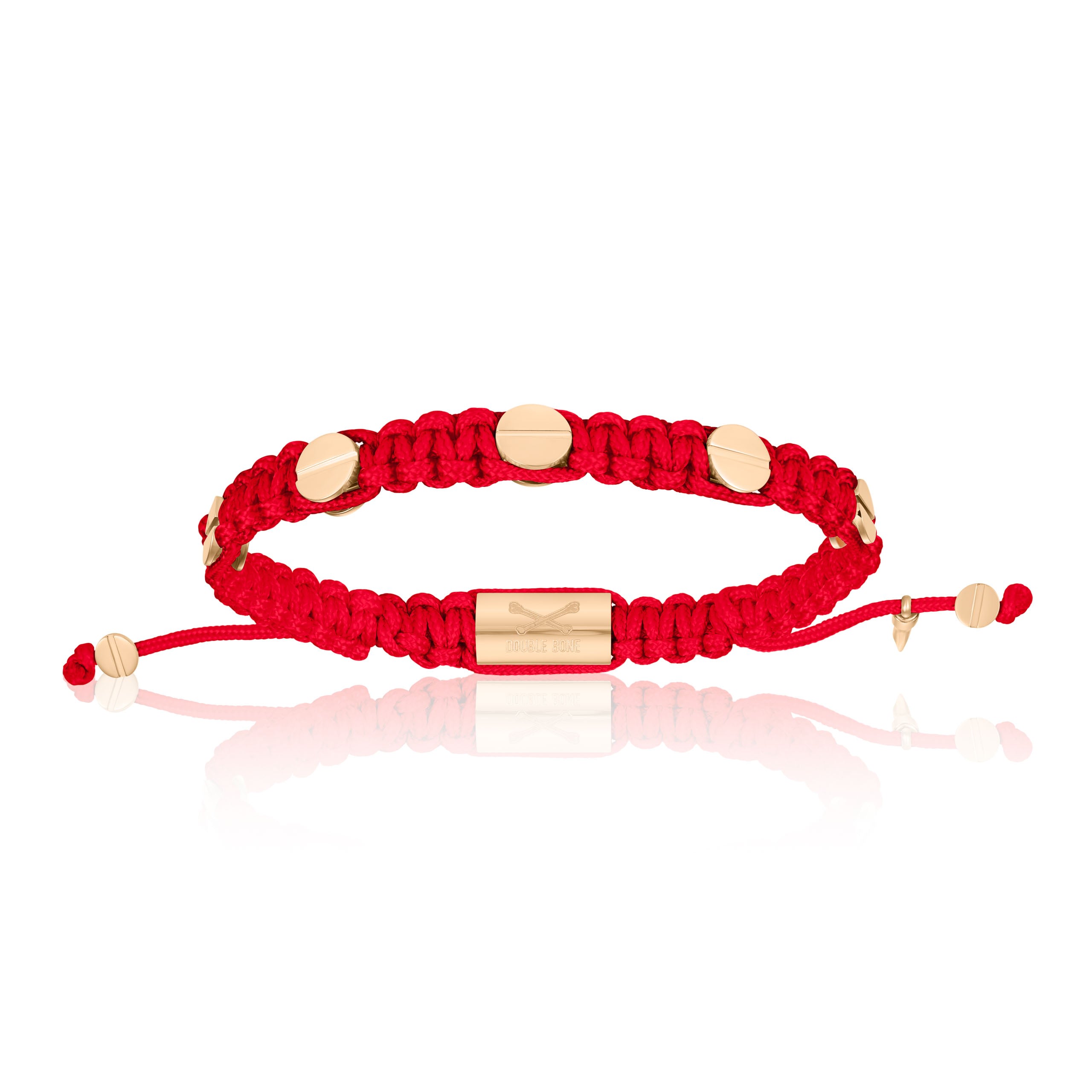 Men’s Pink Gold Amore Screws With Red Polyester Bracelet Unisex Double Bone Bracelets