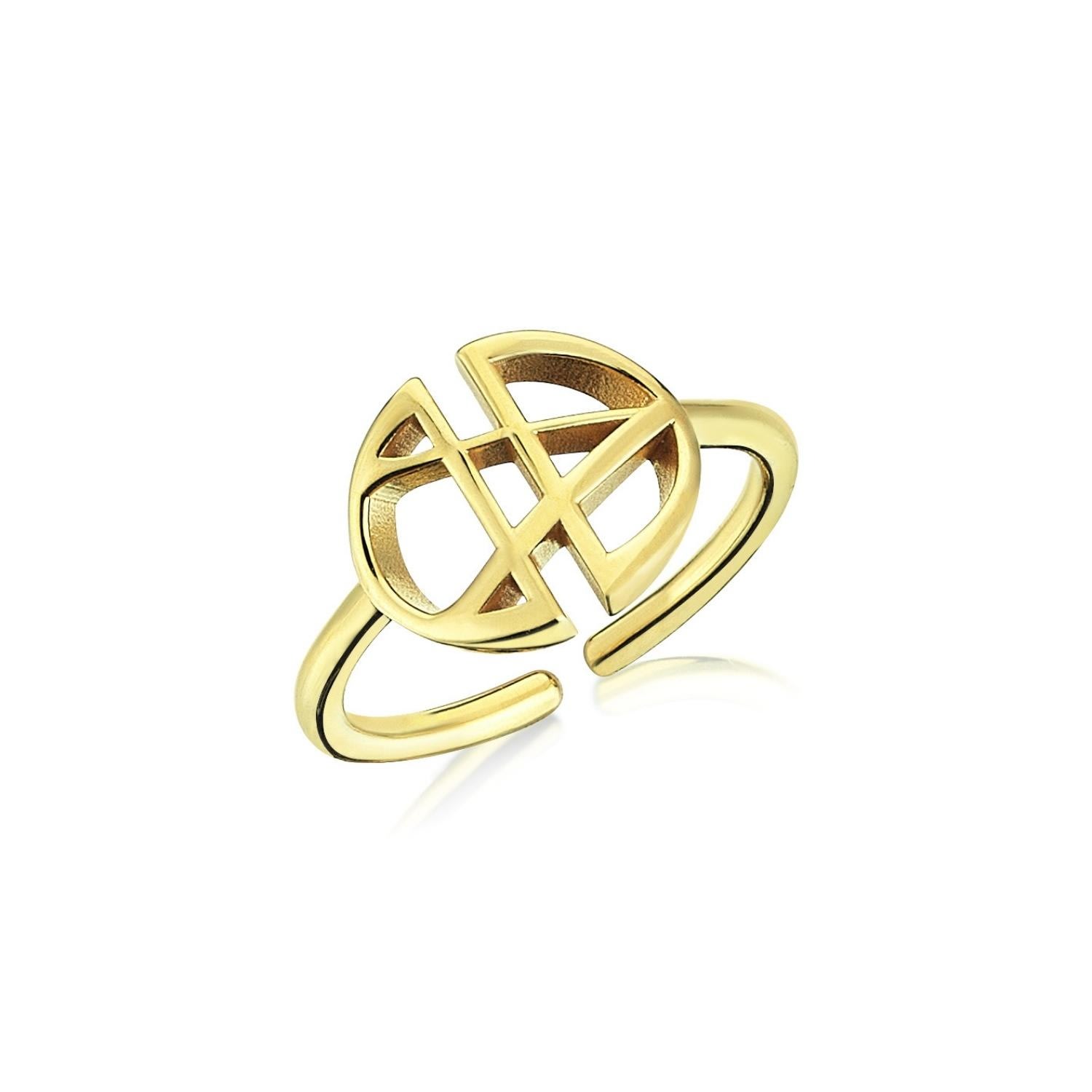 Women’s One Signature Ring In Sterling Silver With Gold Plated Odda75