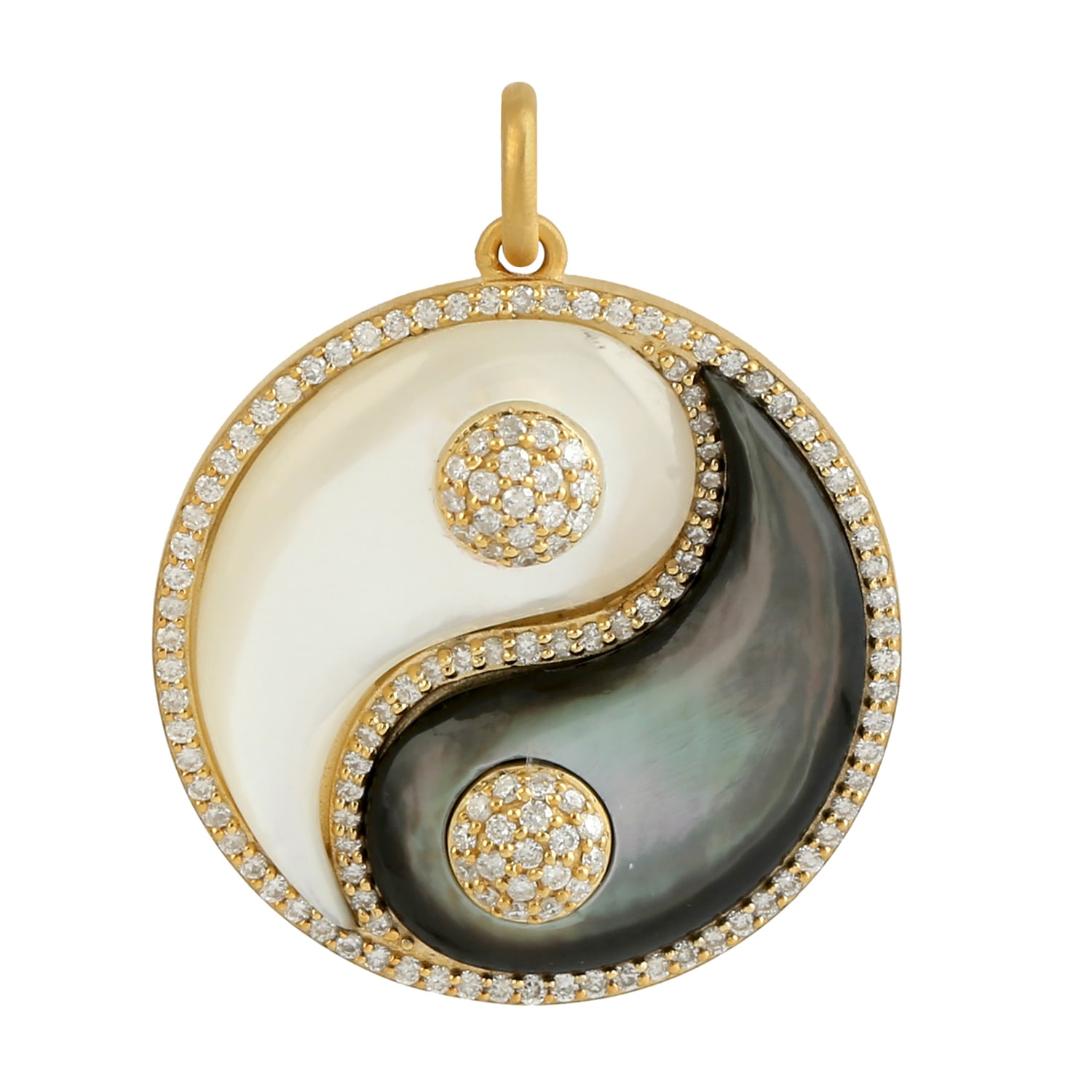 Women’s White / Black / Gold 14K Gold & Diamond With Dainty Mothers Of Pearl In Yin Yang Charm Pendant Artisan