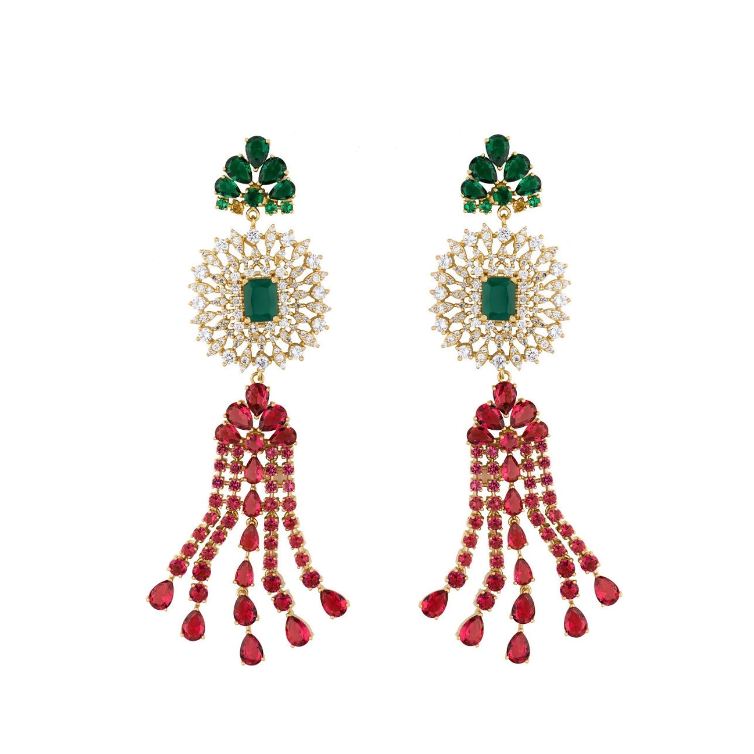 Women’s Green / White / Red Ava Luxe Earrings Stephanie Browne Australia