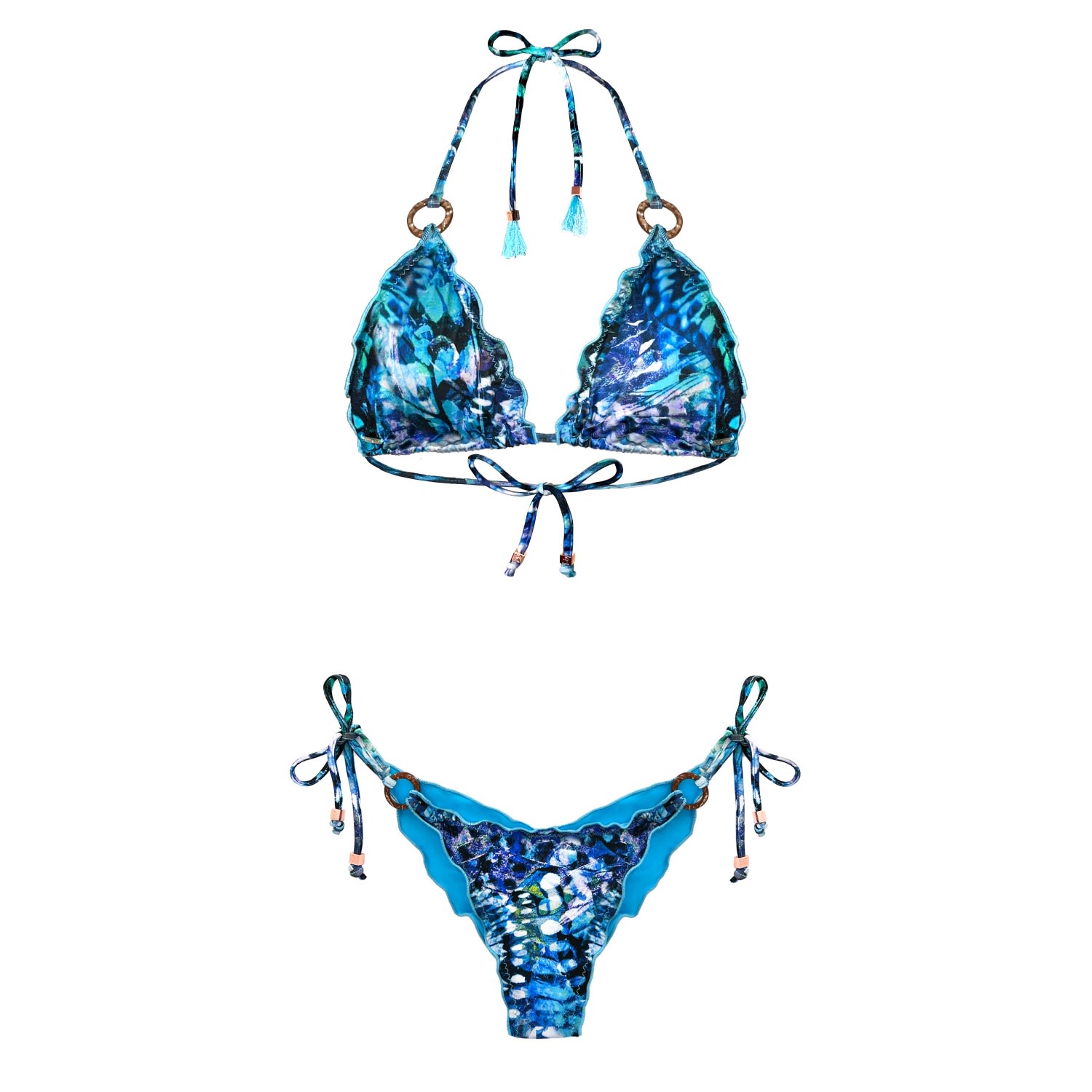 Women’s Butterfly Print Eco Bikini Savina Laia - Blue Large Elin Ritter Ibiza