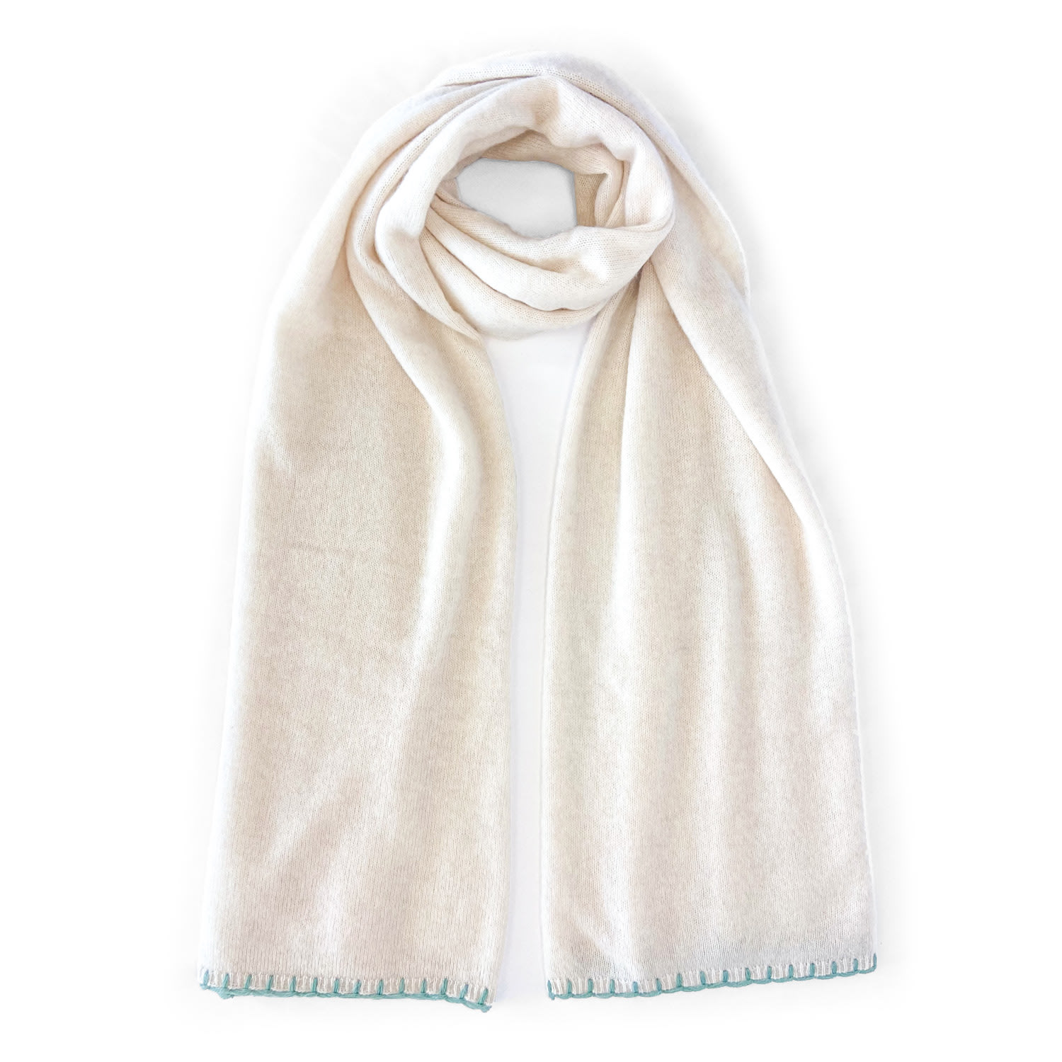 Women’s White Lisbon Oversized Cashmere Scarf With Contrast Embroidery One Size Cheeky Goats