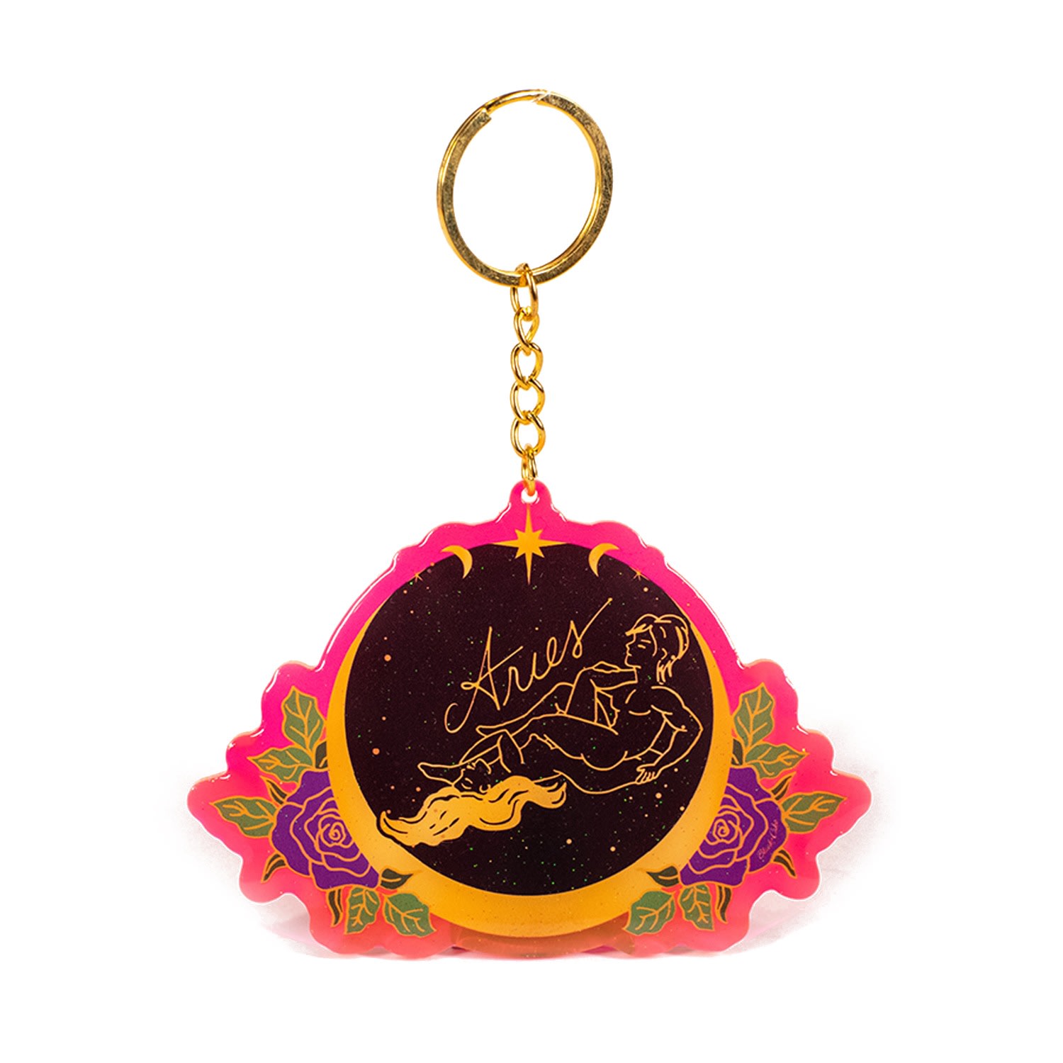 Aries Zodiac Sign Keychain One Size Black Cake