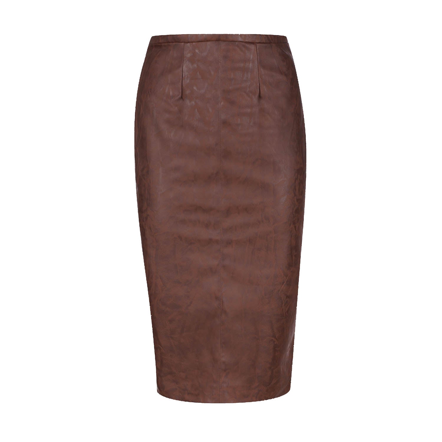 Women’s Faux Leather High Waist Pencil Skirt Brown Extra Large Conquista