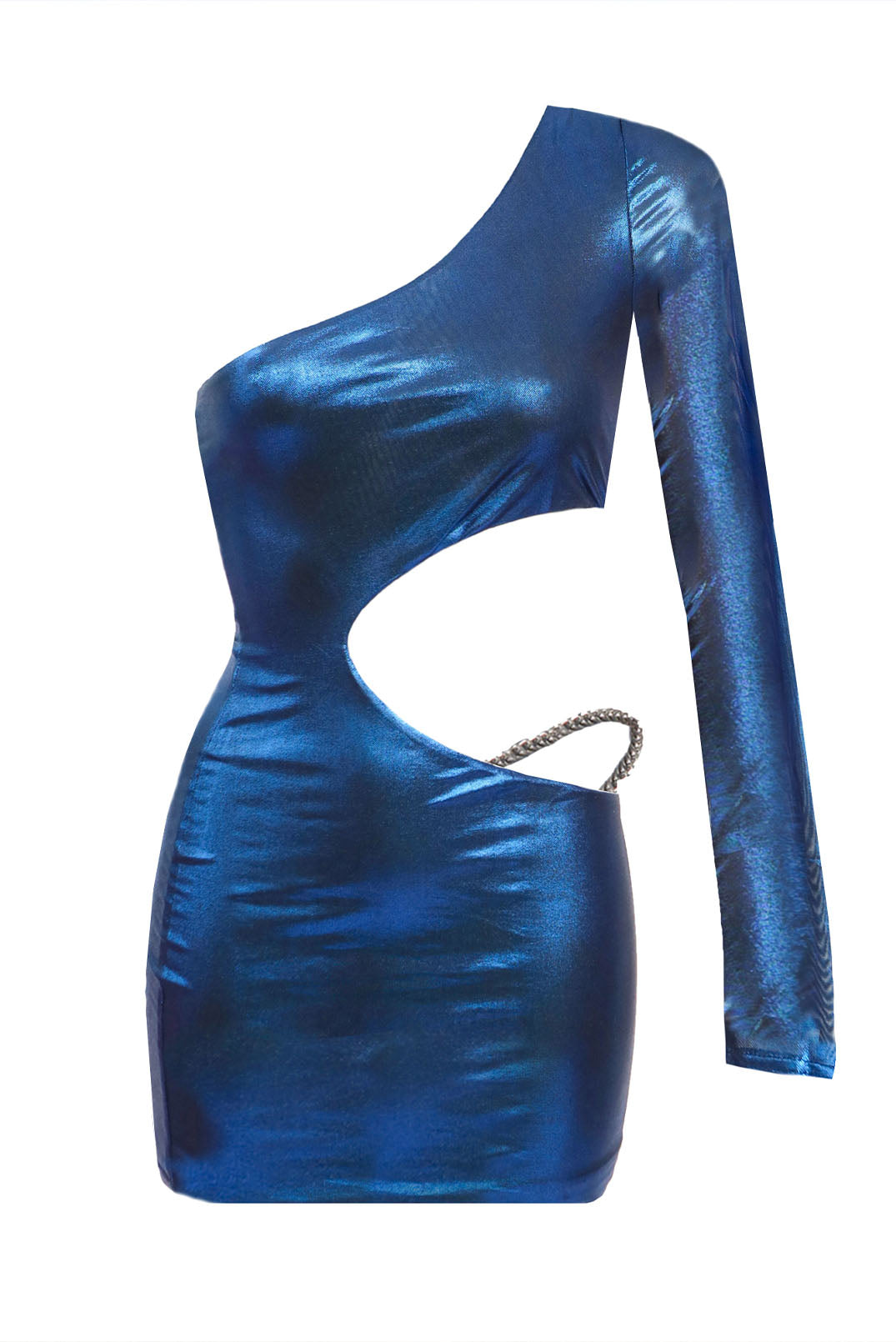 Women’s Blue Into The Night Asymmetric Lame Mini Dress Medium Elsie & Fred