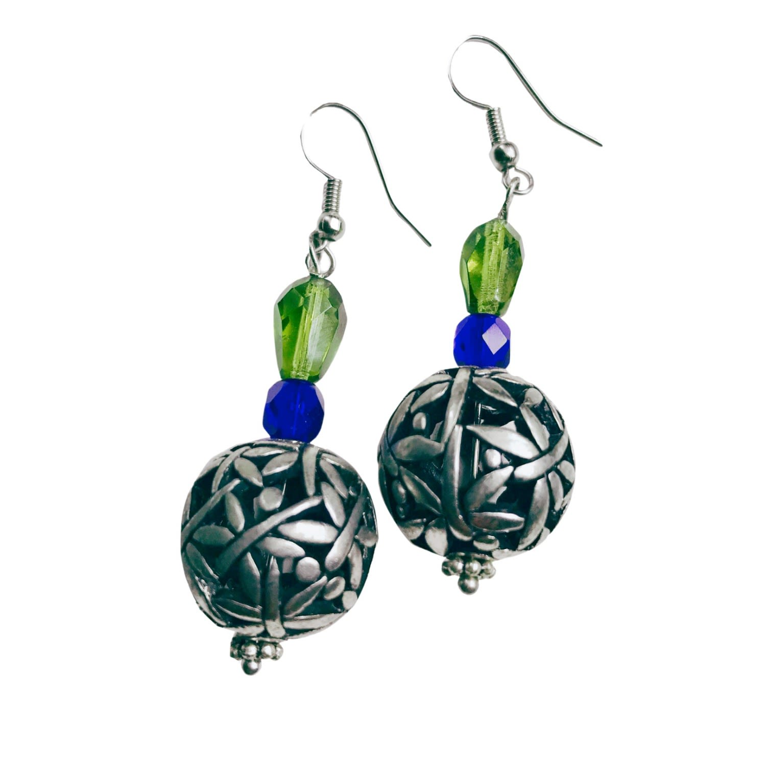 Women’s Blue / Green / Silver Bethany Butterfly Ball Earrings Amy Delson Jewelry