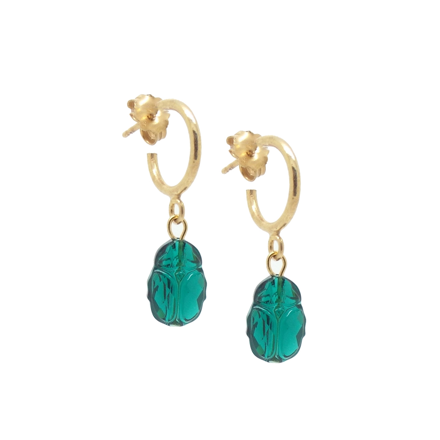 Women’s Green / Gold Emerald Scarab Earrings Salome