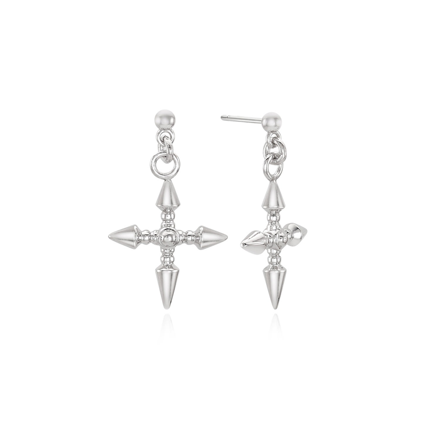 Women’s P. d.l Pendulum Cross Earrings Plated In White Gold 925 Silver Ille Lan