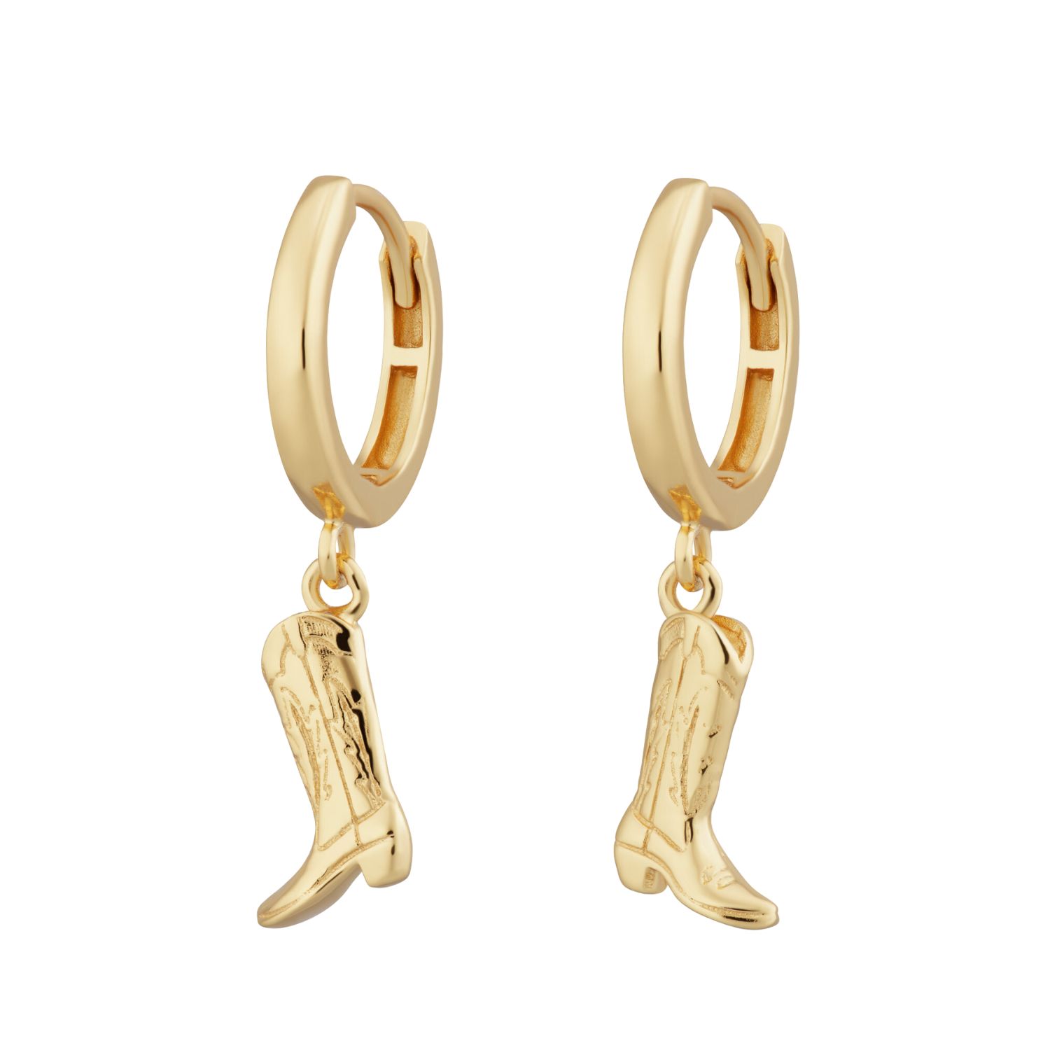 Women’s Gold Cowboy Boot Charm Hoop Earrings Scream Pretty