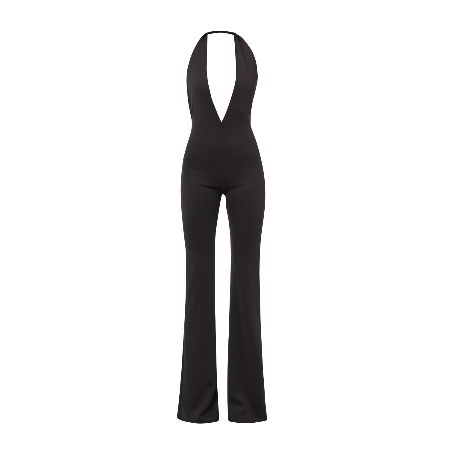 Women’s Black Halterneck Flared Jumpsuit Small Lia Aram