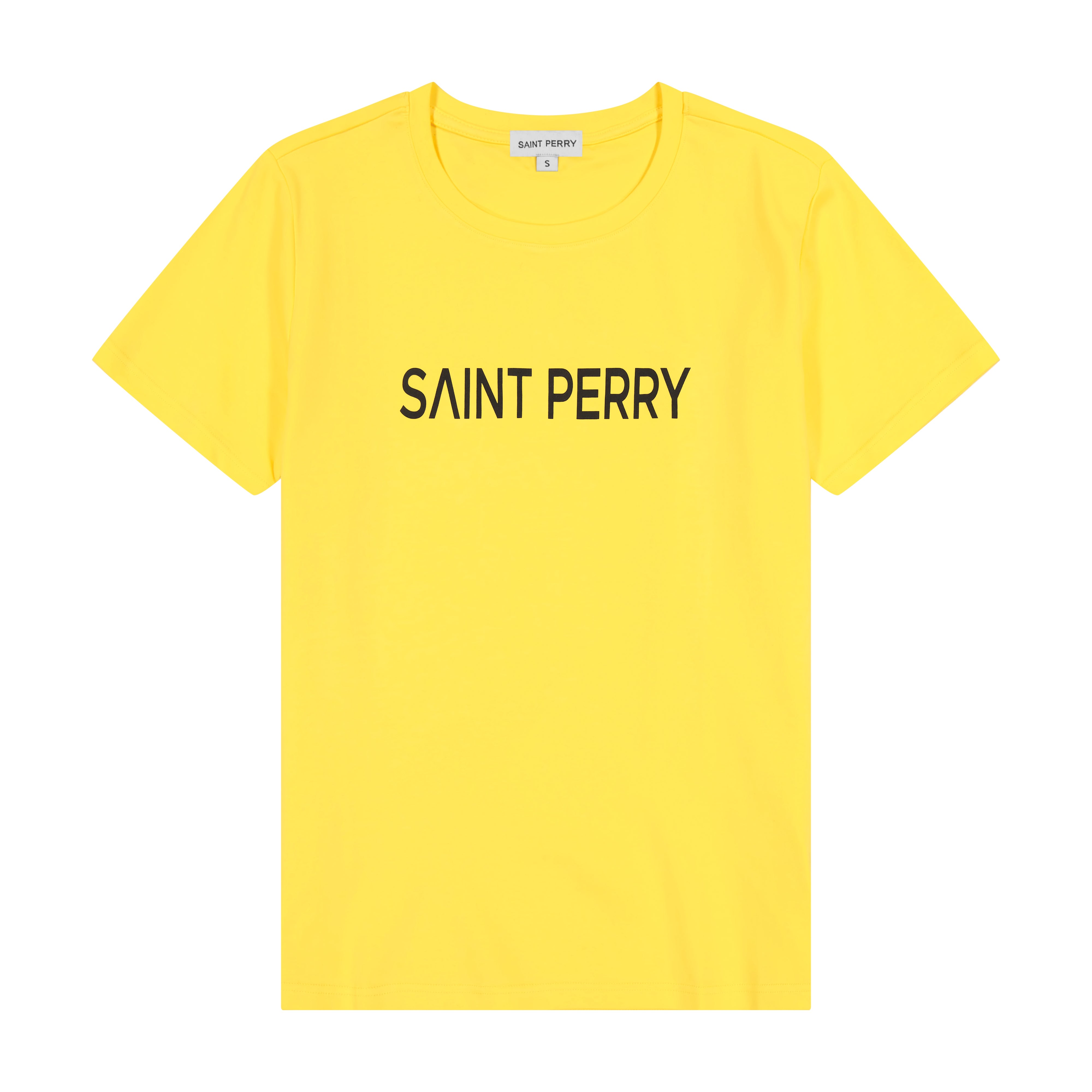Women’s Yellow / Orange Cotton Crewneck Shirt - Yellow Big Logo Print XXL Saint Perry