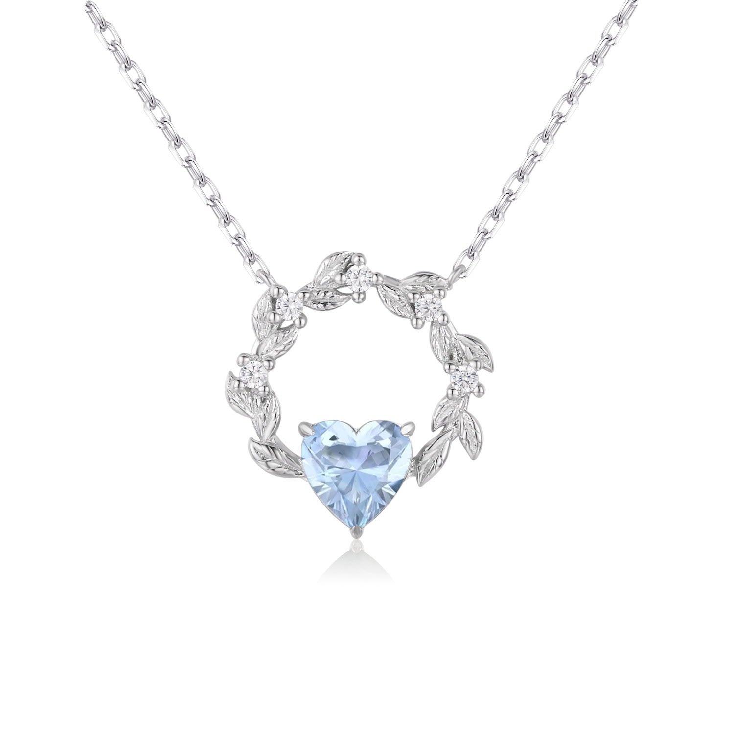 Women’s Silver Heart Desire Aquamarine Necklace White Gold Vermeil Azura Jewelry New York