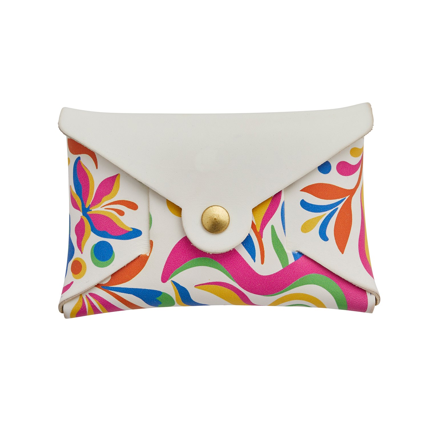 Women’s White Carnival Print Leather Card + Coin Purse Sbri