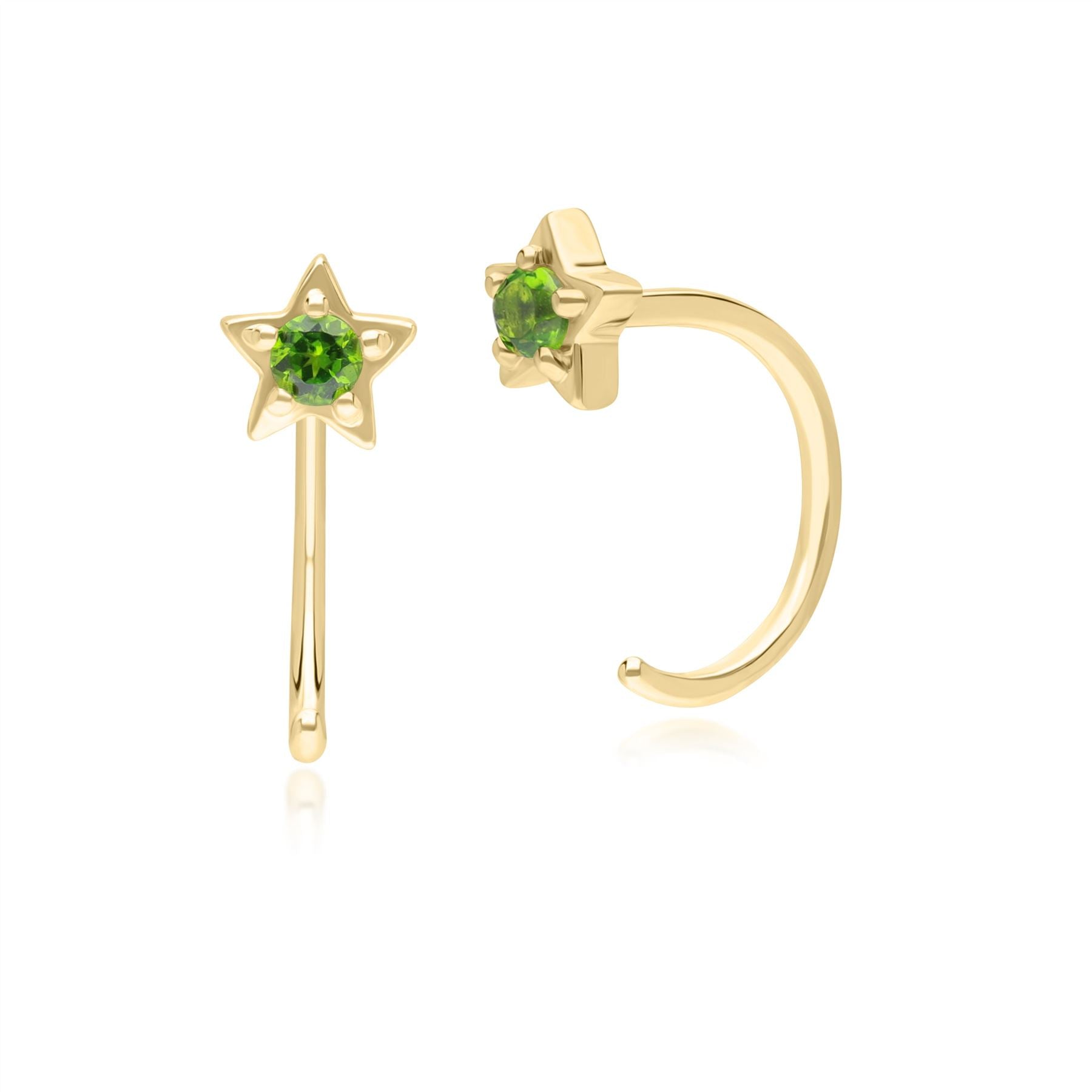 Women’s Gold / Green Chrome Diopside Pull Through Hoop Earrings In Yellow Gold Gemondo