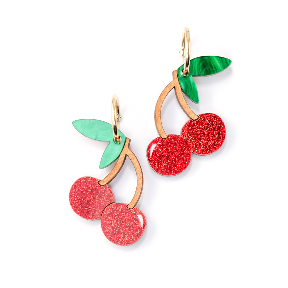 Women’s Green / Red / Gold Cherry Earrings By Chavelli