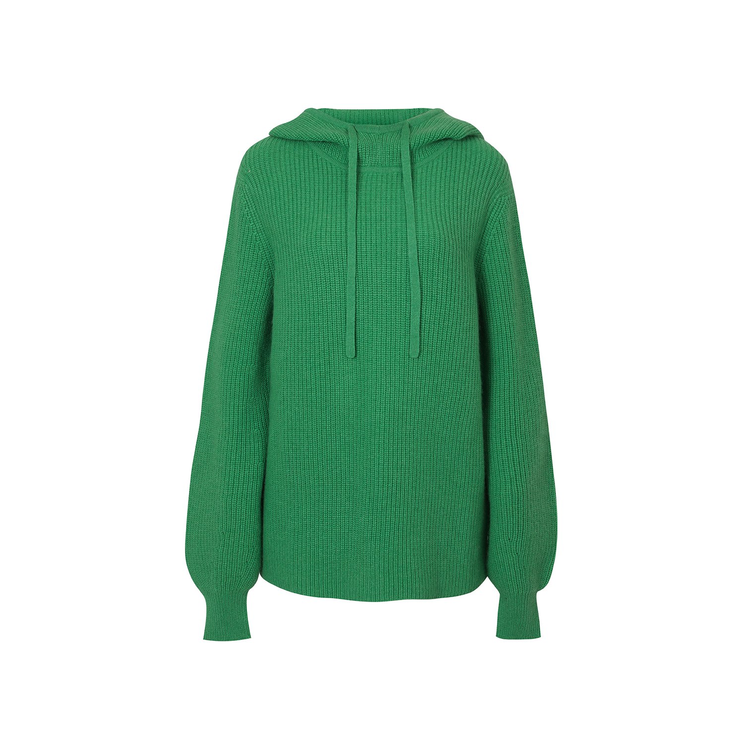 Women’s Ribbed Cashmere Hoodie Sweater-Green Small Callaite