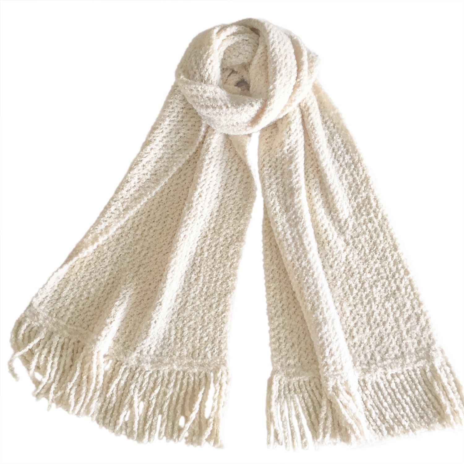 Women’s Davos White Winter Hand-Knitted Cashmere Boucl Shawl Grace Cashmere Zurich