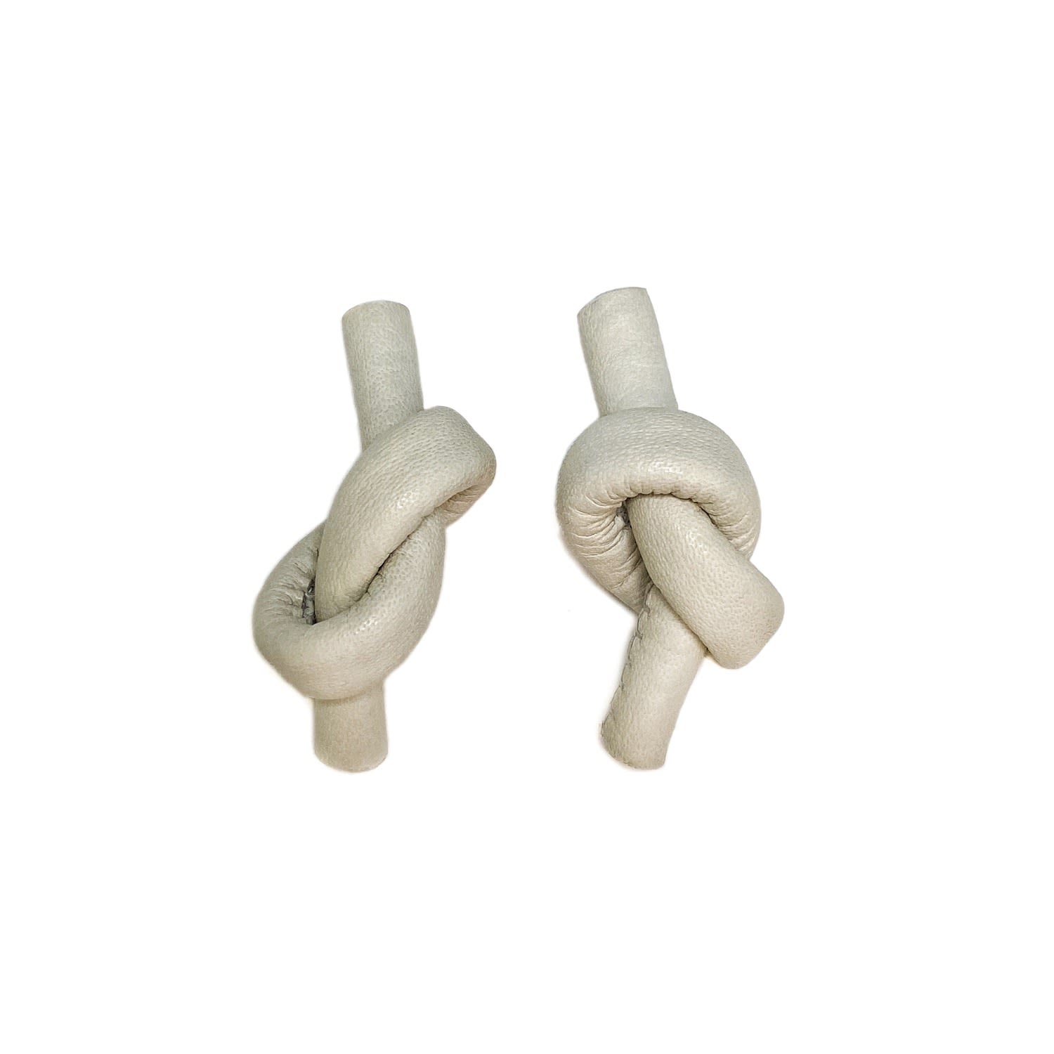 Women’s White Ivory Knot Leather Earrings Waiwai