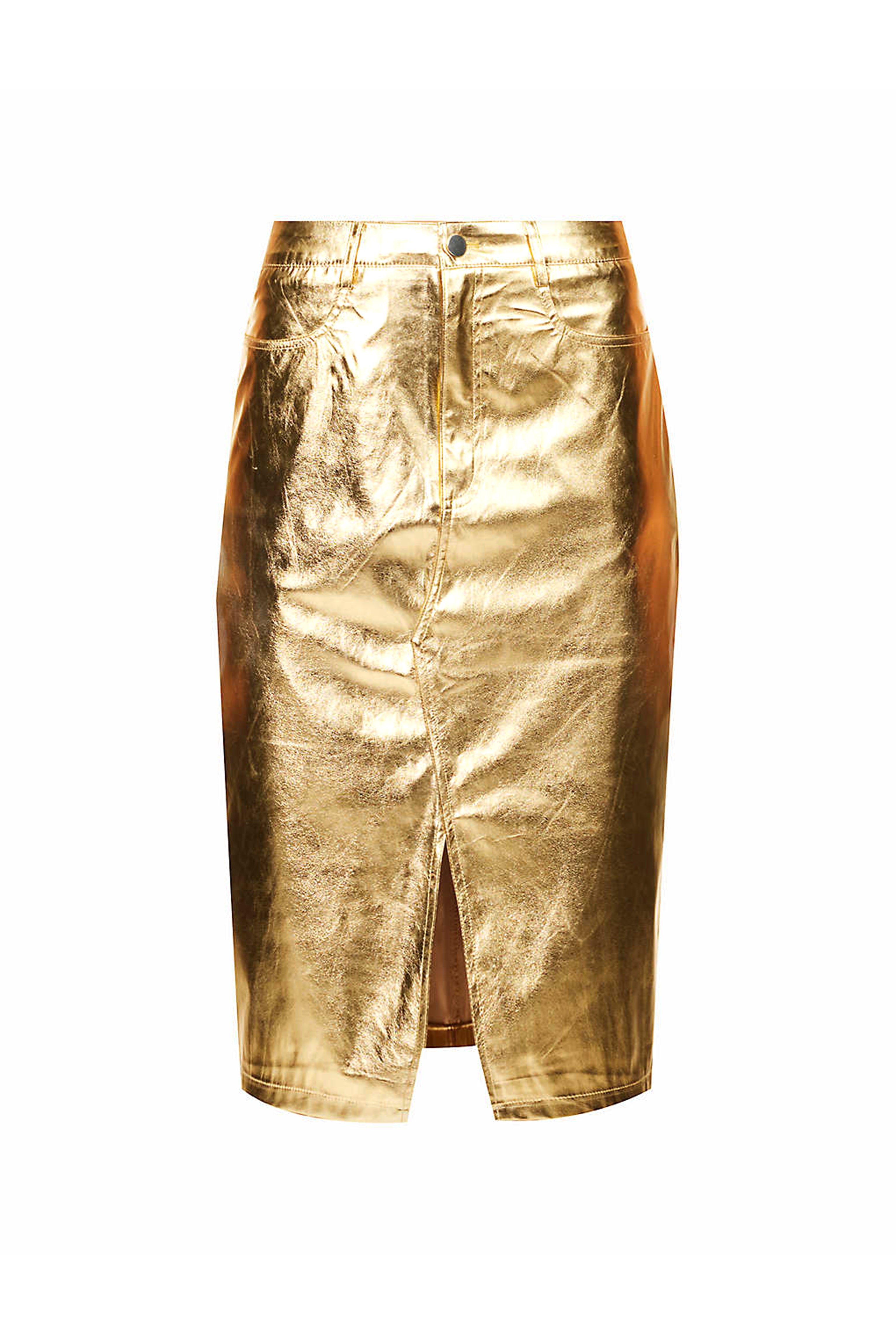 Women’s Lupe Gold Metallic Midi Skirt Small Amy Lynn