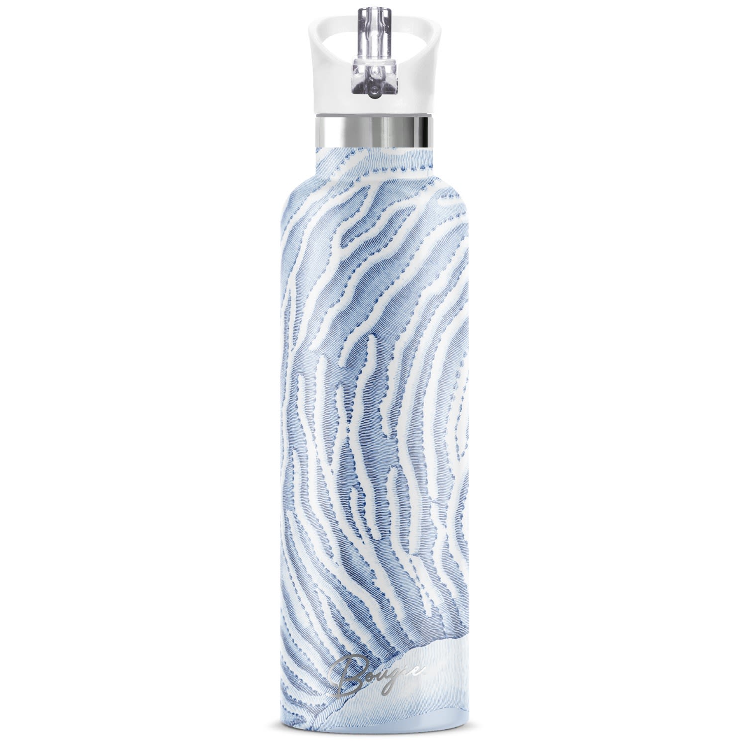 Blue / White Gorgonia Insulated Water Bottle Flip ’N’ Sip Lid My Bougie Bottle