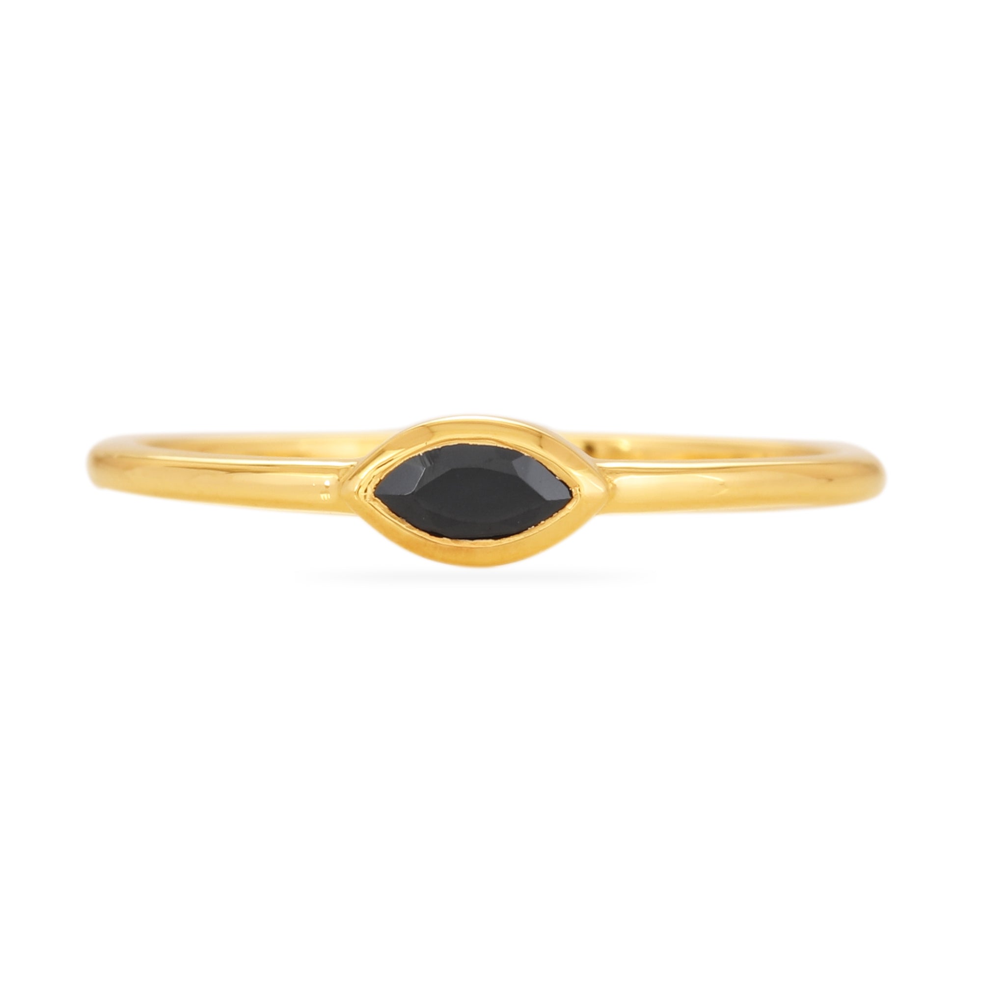 Women’s Black Spinel Marquise Ring - Gold Vermeil Karrah Jewellery