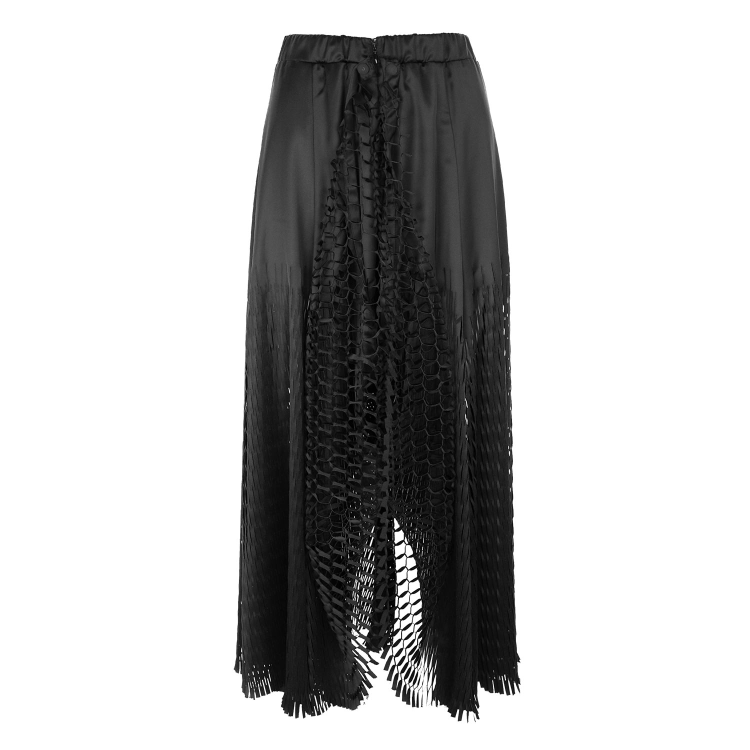 Women’s Laser Cut Black Paneled Skirt Medium Silvia Serban