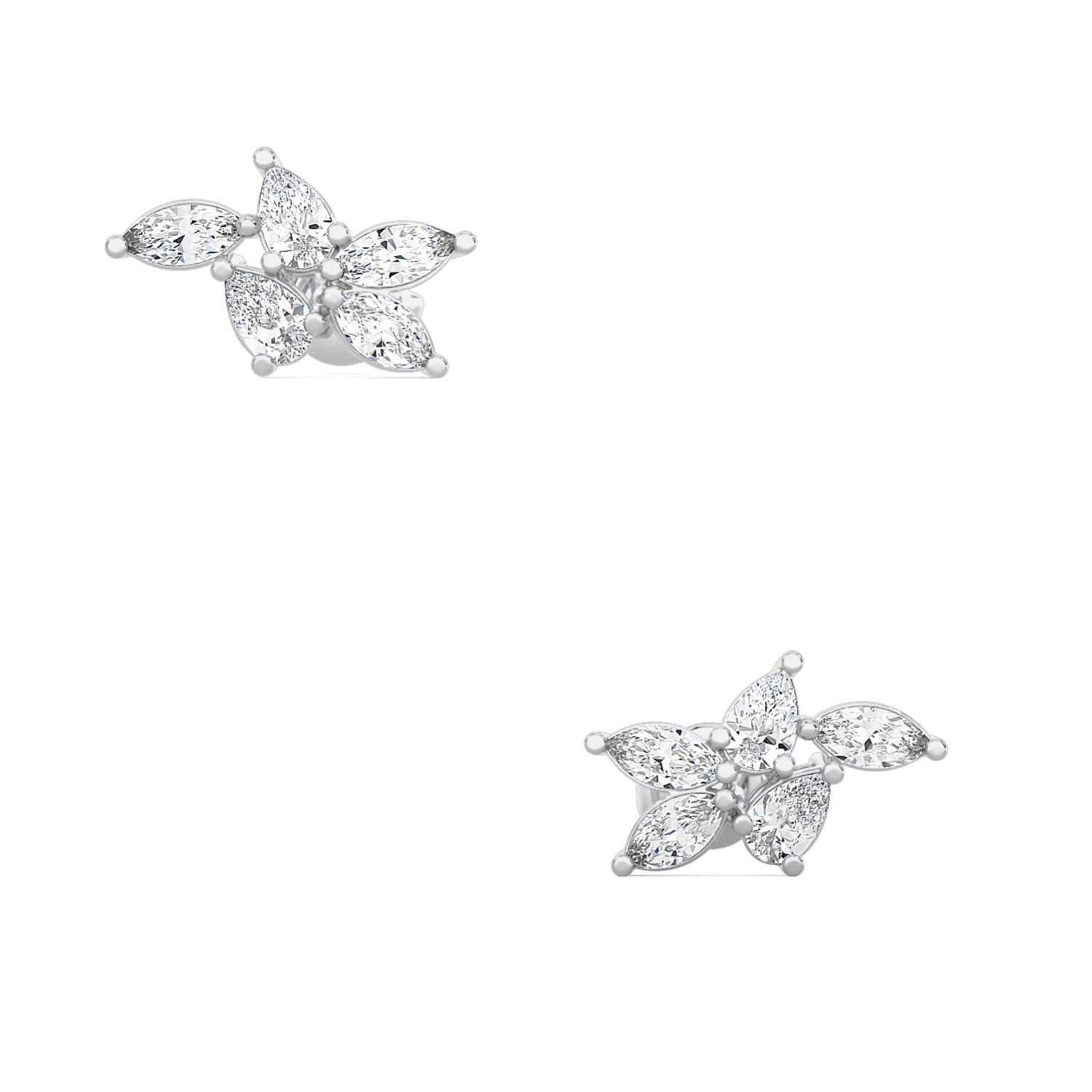 Women’s Silver Pear Marquise Cluster Diamond Earrings Itara Jewelry