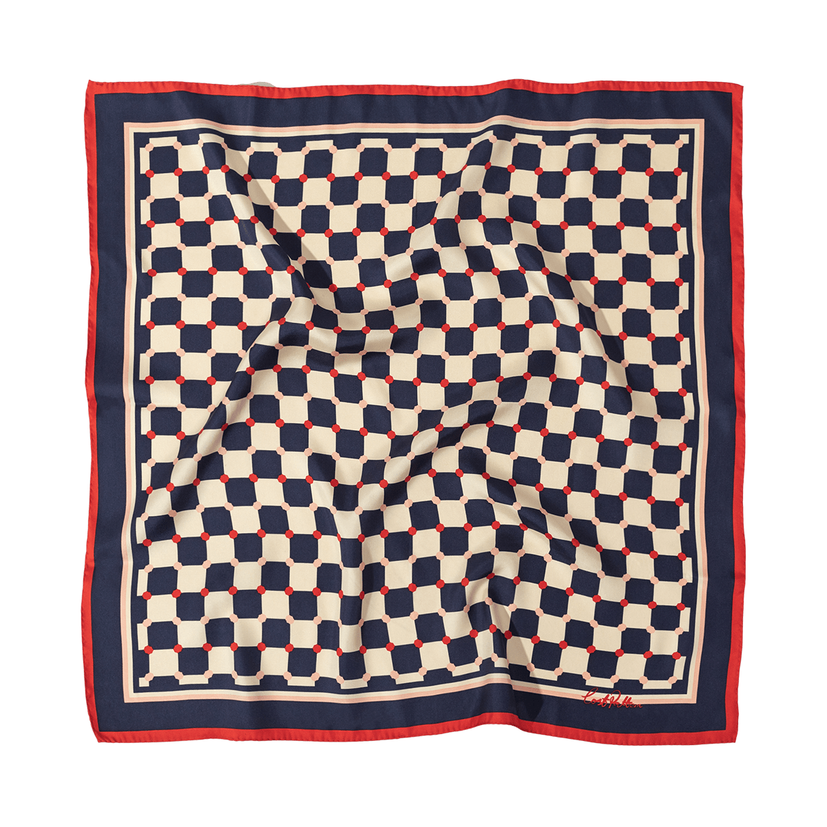 Women’s "Checkerboard" Silk Bandana - Red White & Blue Lost Pattern Nyc