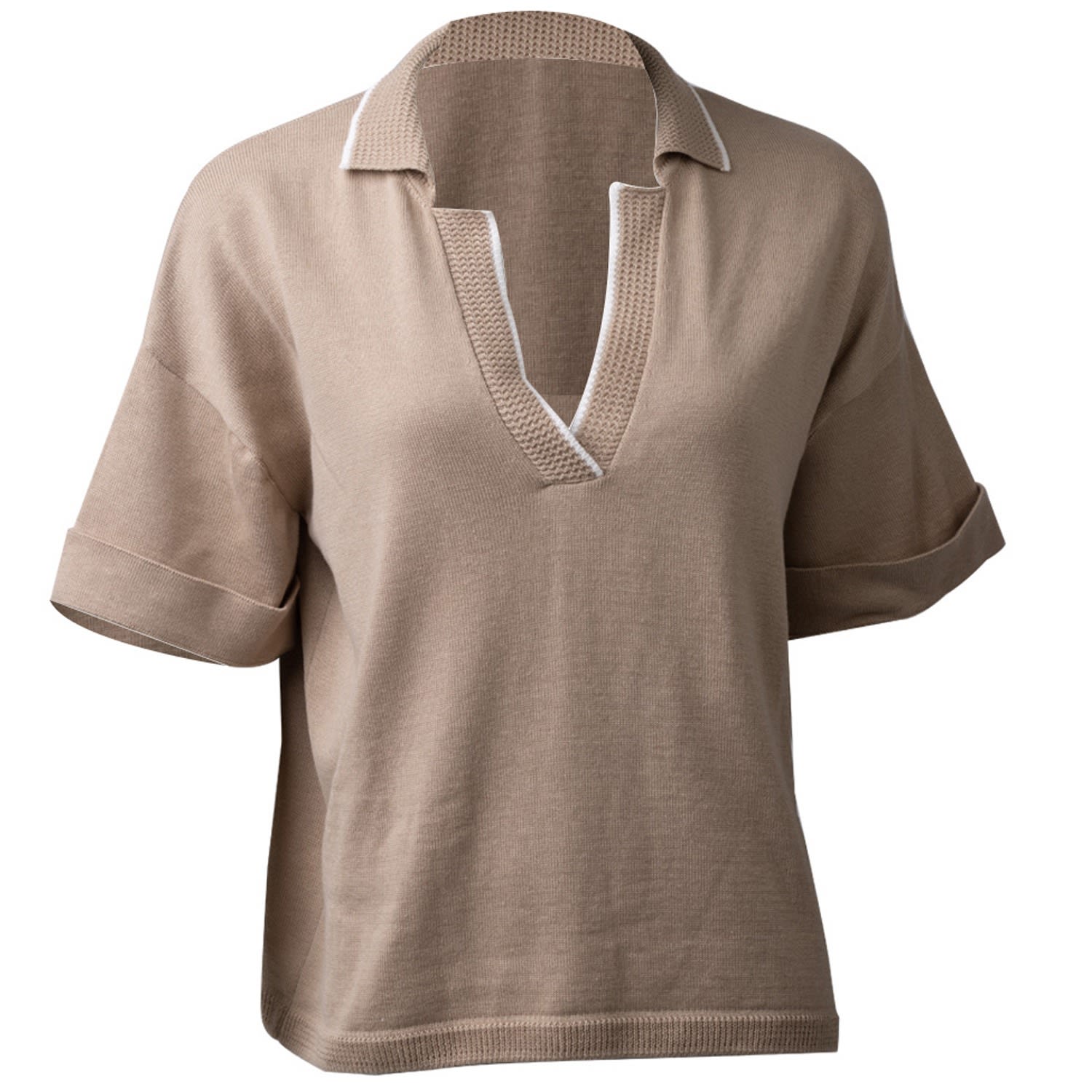 Women’s Neutrals Pollo Collar Detail Oversized T-Shirt M/L 25 Union
