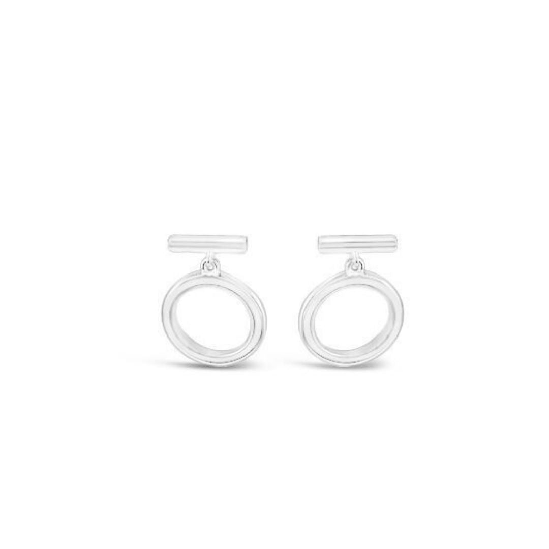 Women’s Silver Demi Circle Stud Earrings With Bar Fv Jewellery