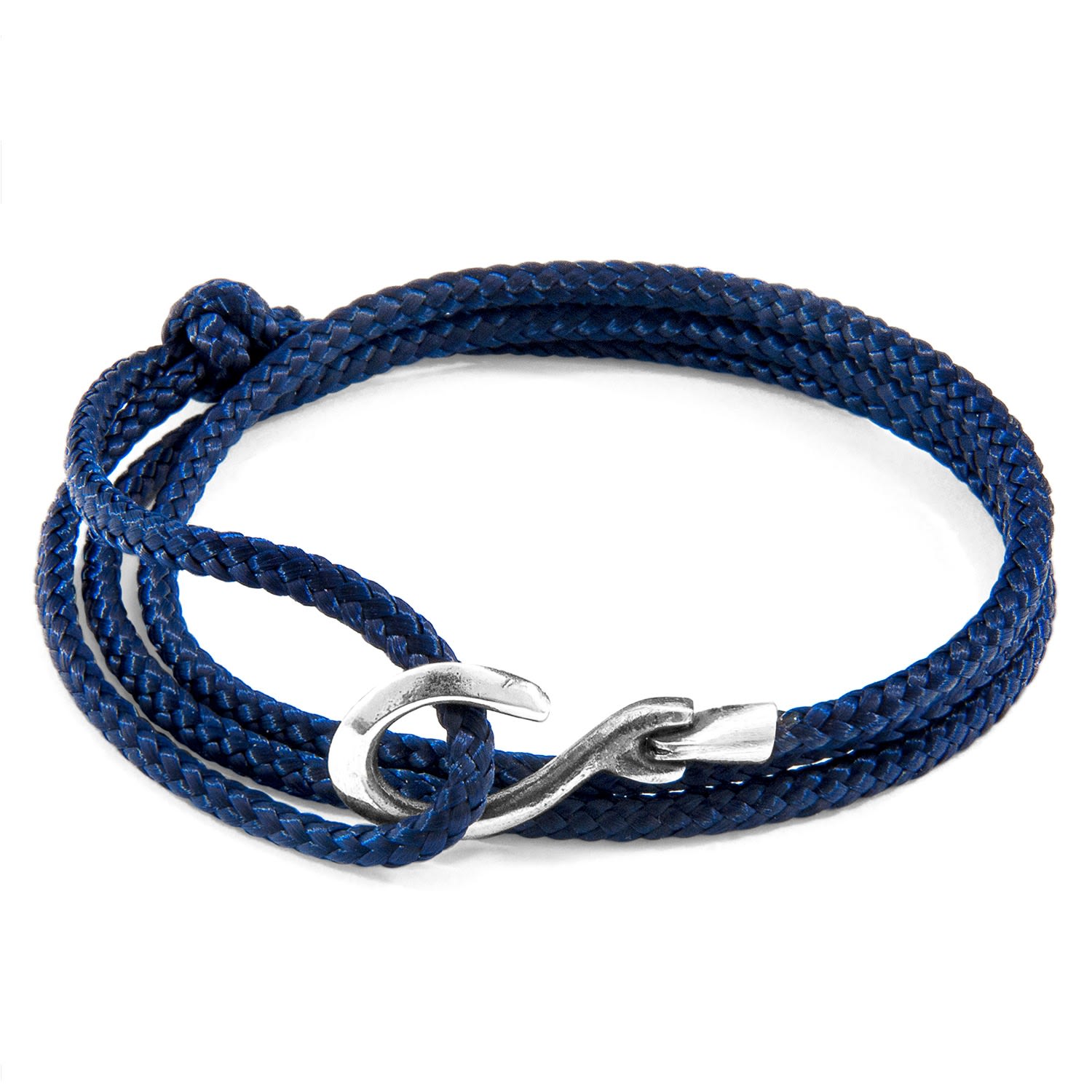 Men’s Navy Blue Heysham Silver & Rope Bracelet Anchor & Crew